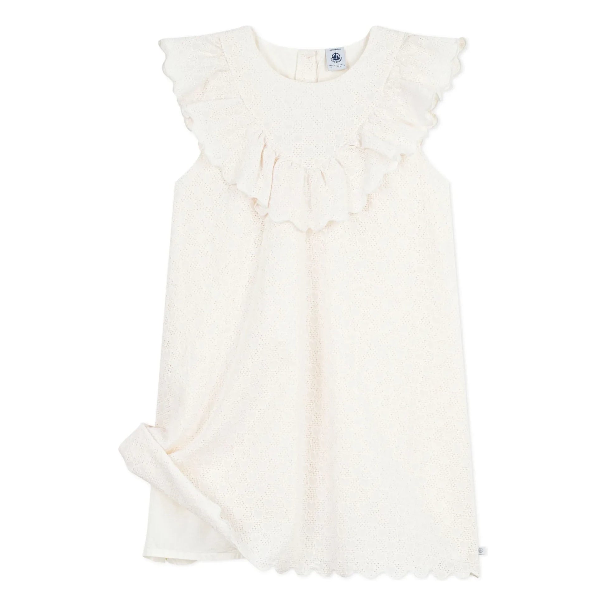 Petit Bateau - Robe Broderie Anglaise Cœurs Coton Bio | White