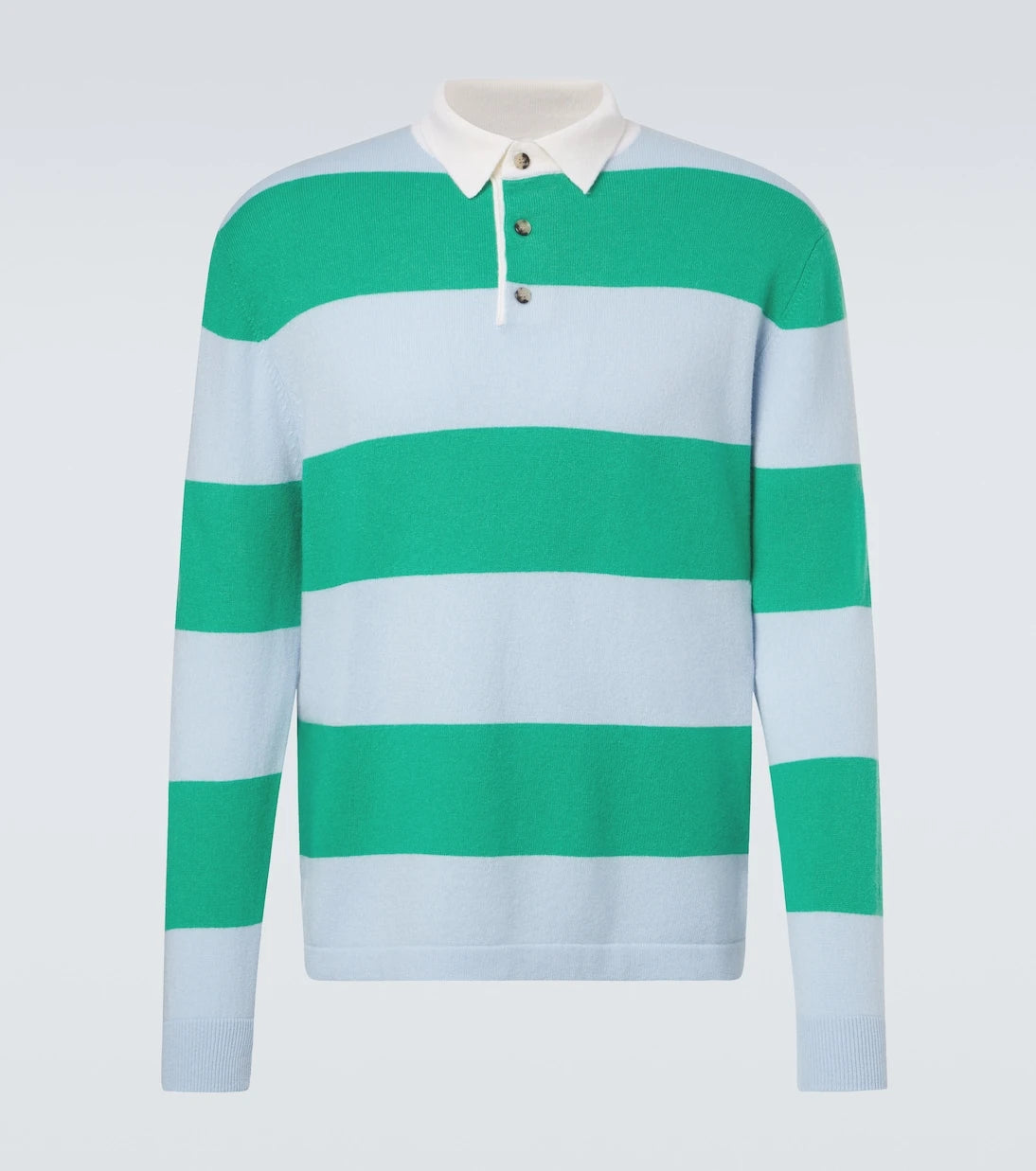 Allude - Striped wool and cashmere polo sweater