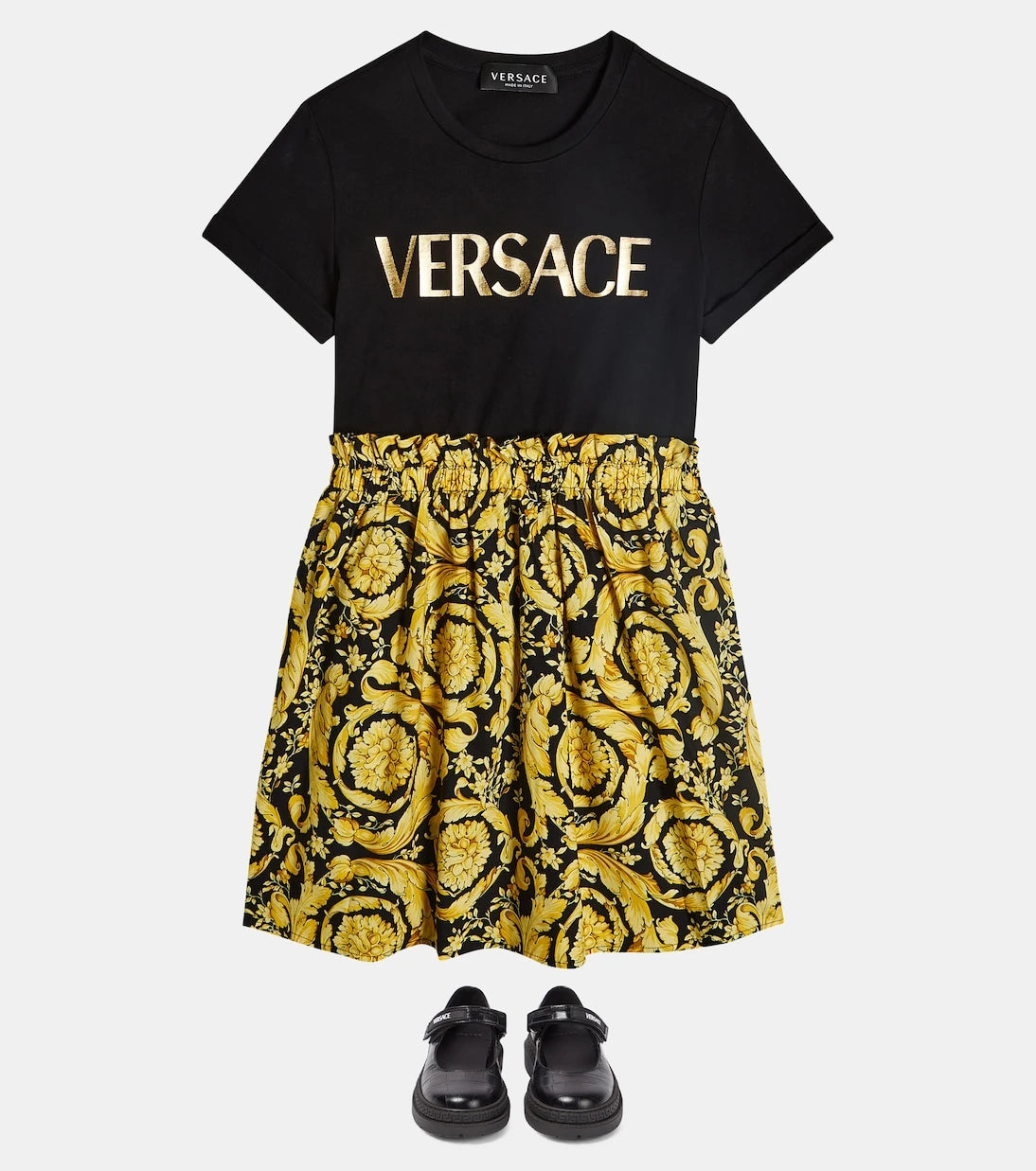 Versace Kids - Croc-effect leather Mary Jane flats