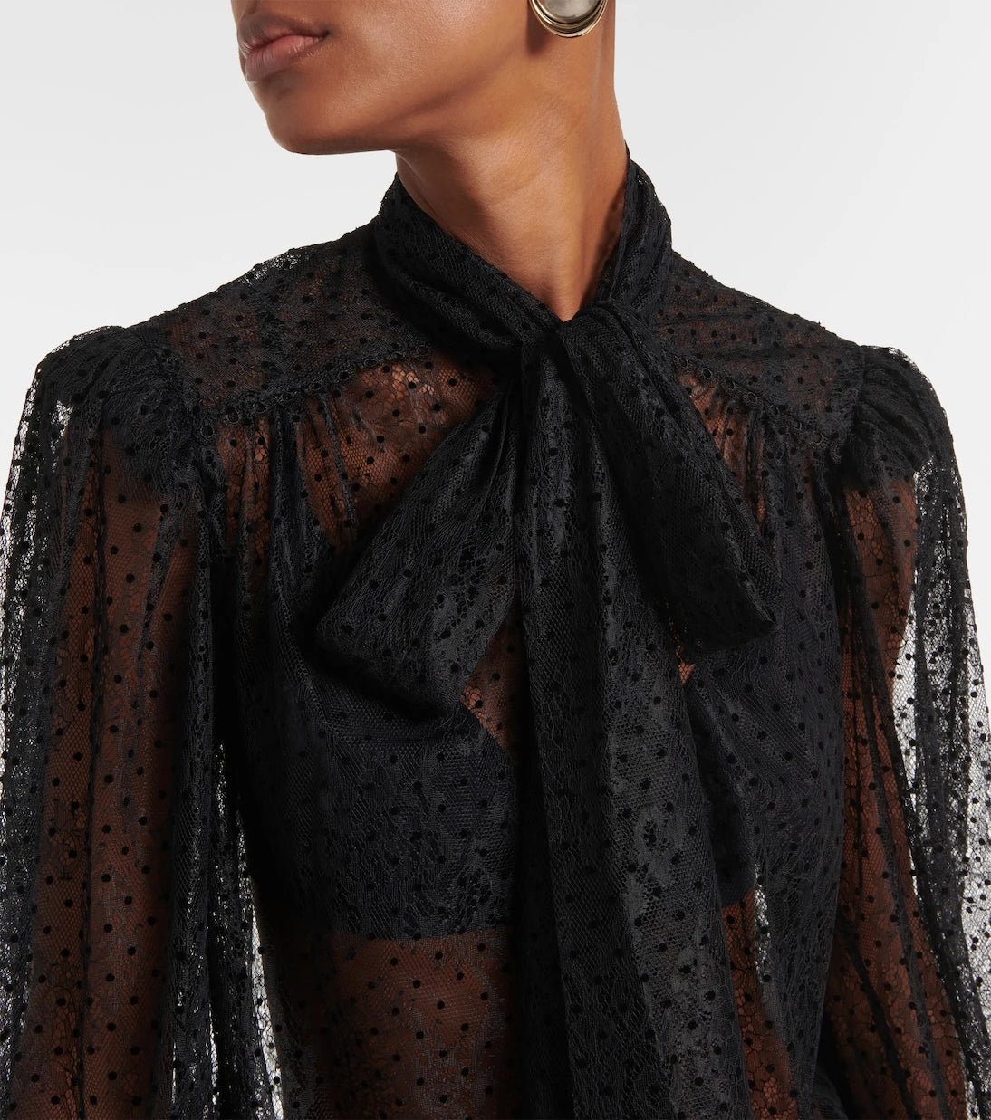 Rebecca Vallance - Ethel tie-neck lace blouse