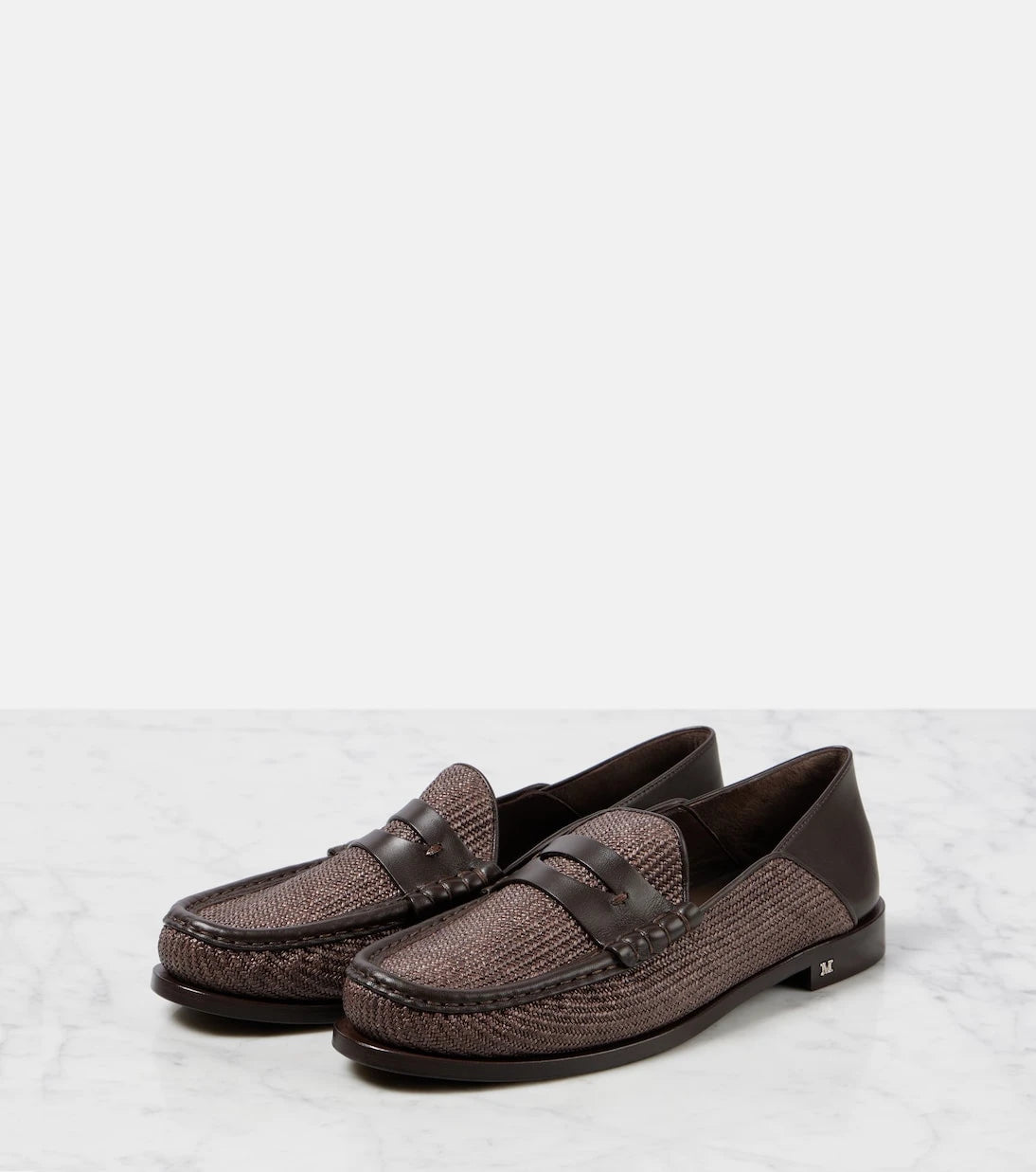 Max Mara - Raffia-effect penny loafers