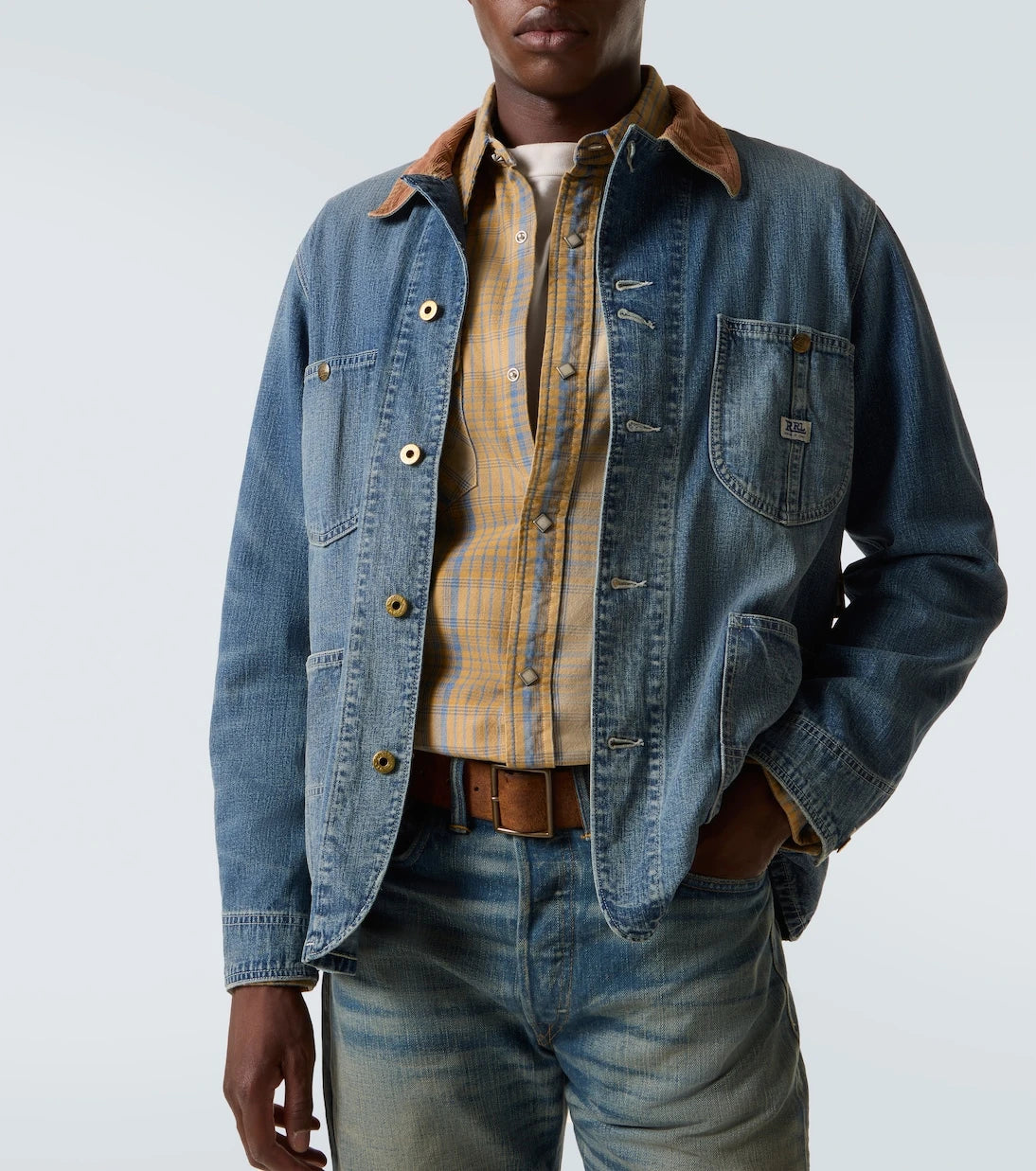 RRL - Stockton corduroy-trimmed denim jacket
