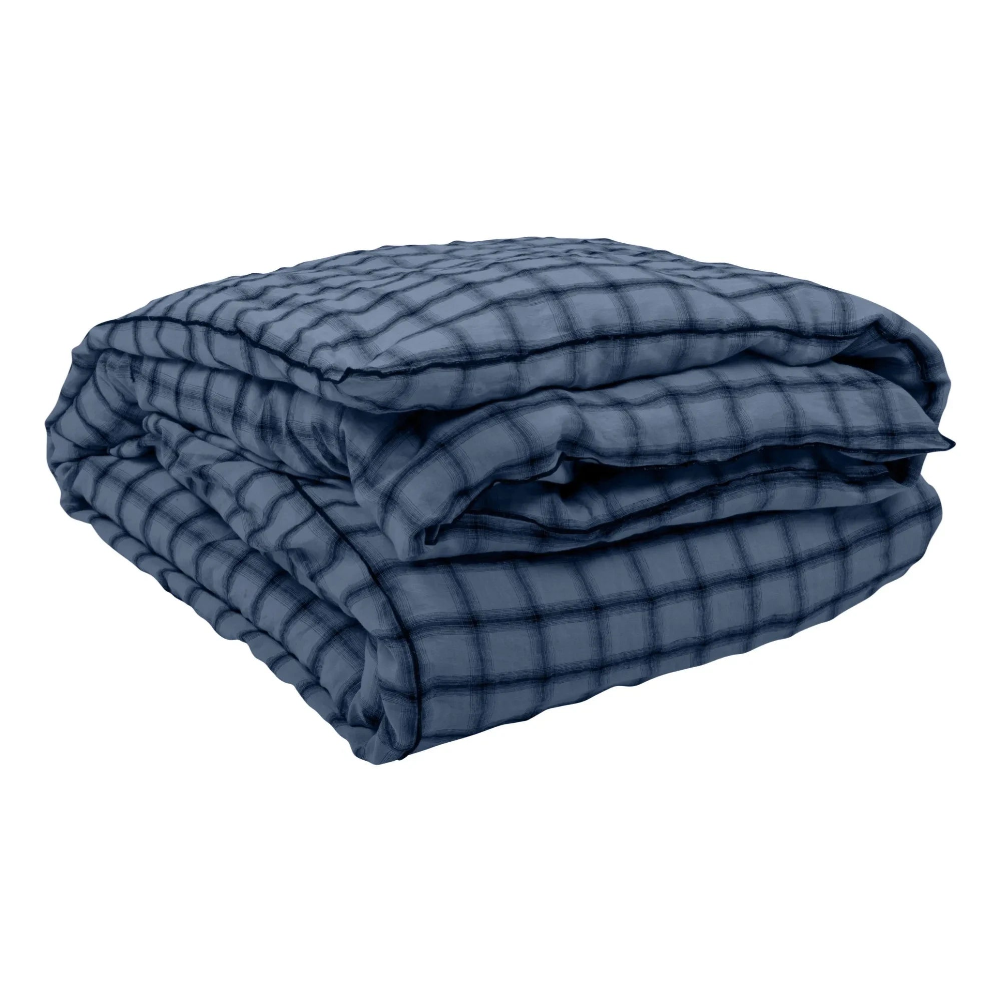 Le Monde Sauvage - Highland Washed Linen Duvet Cover | Midnight blue