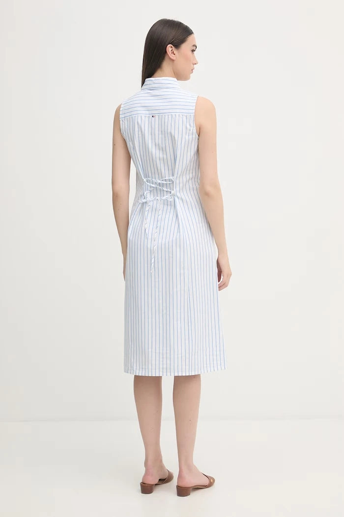 U.S. Polo Assn. pamuklu elbise SLEEVELESS TIE-BACK MIDI