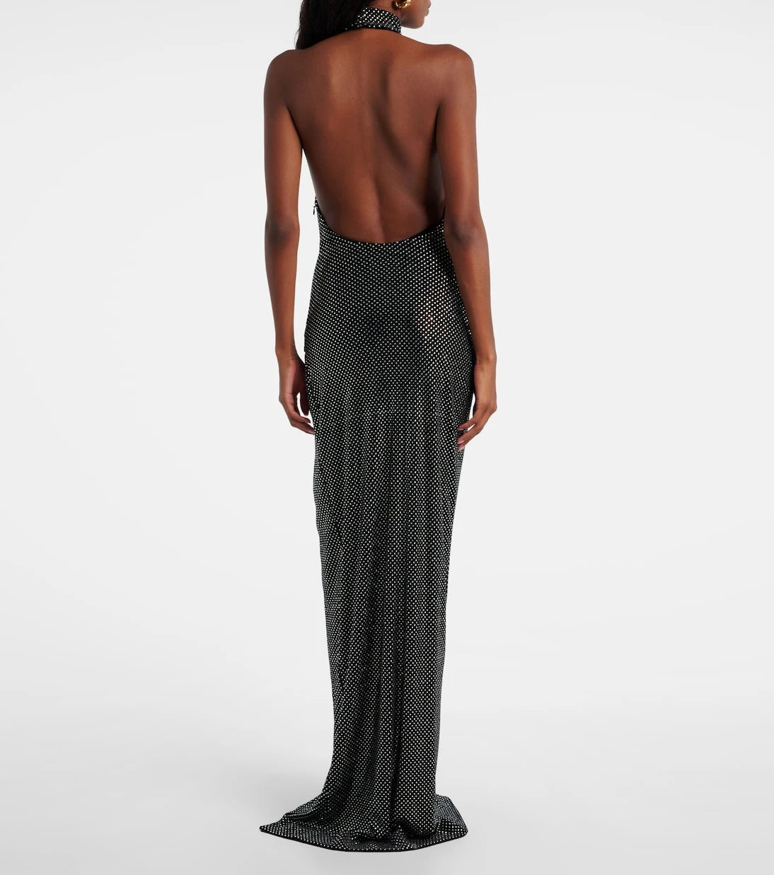 Balmain - Rhinestone-embellished velvet maxi dress