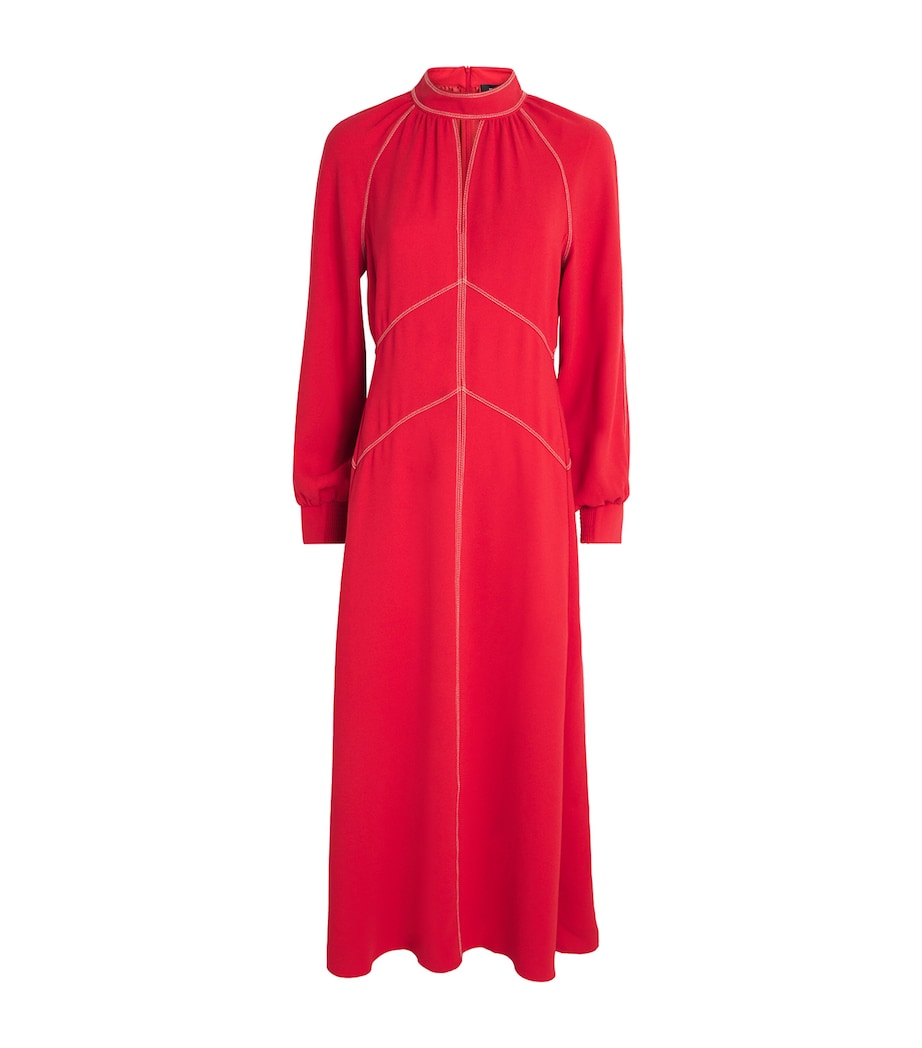 ME+EM Red Contrast-Stitch Panelled Maxi Dress