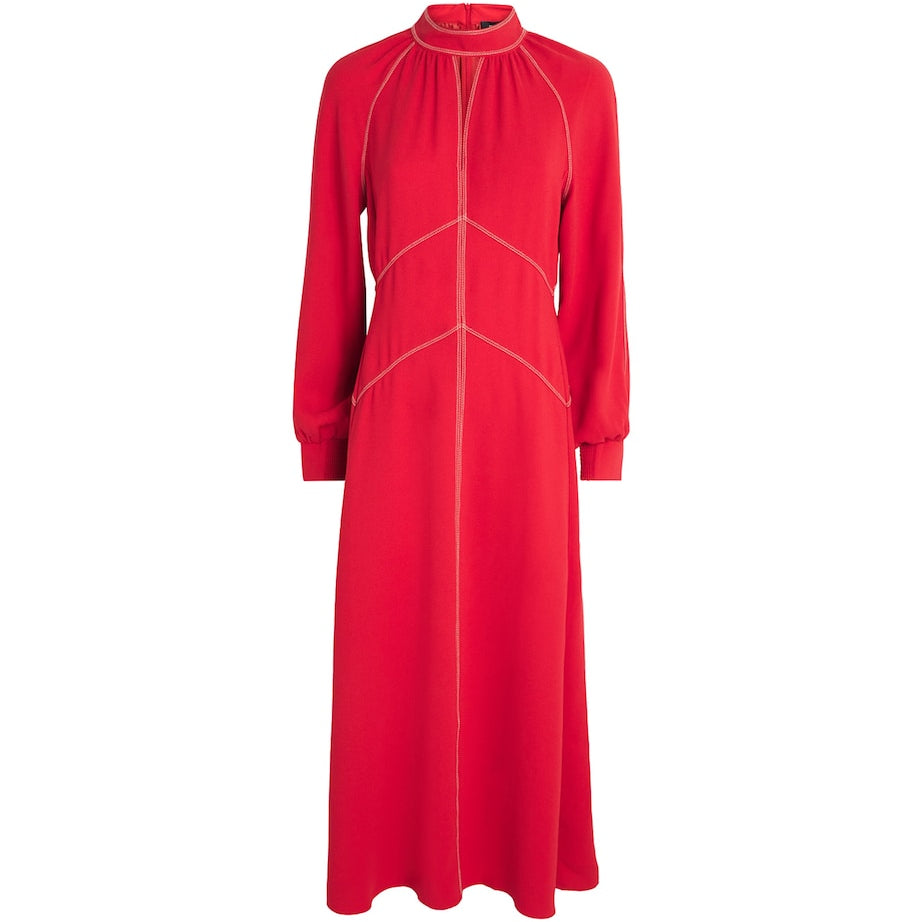 ME+EM Red Contrast-Stitch Panelled Maxi Dress