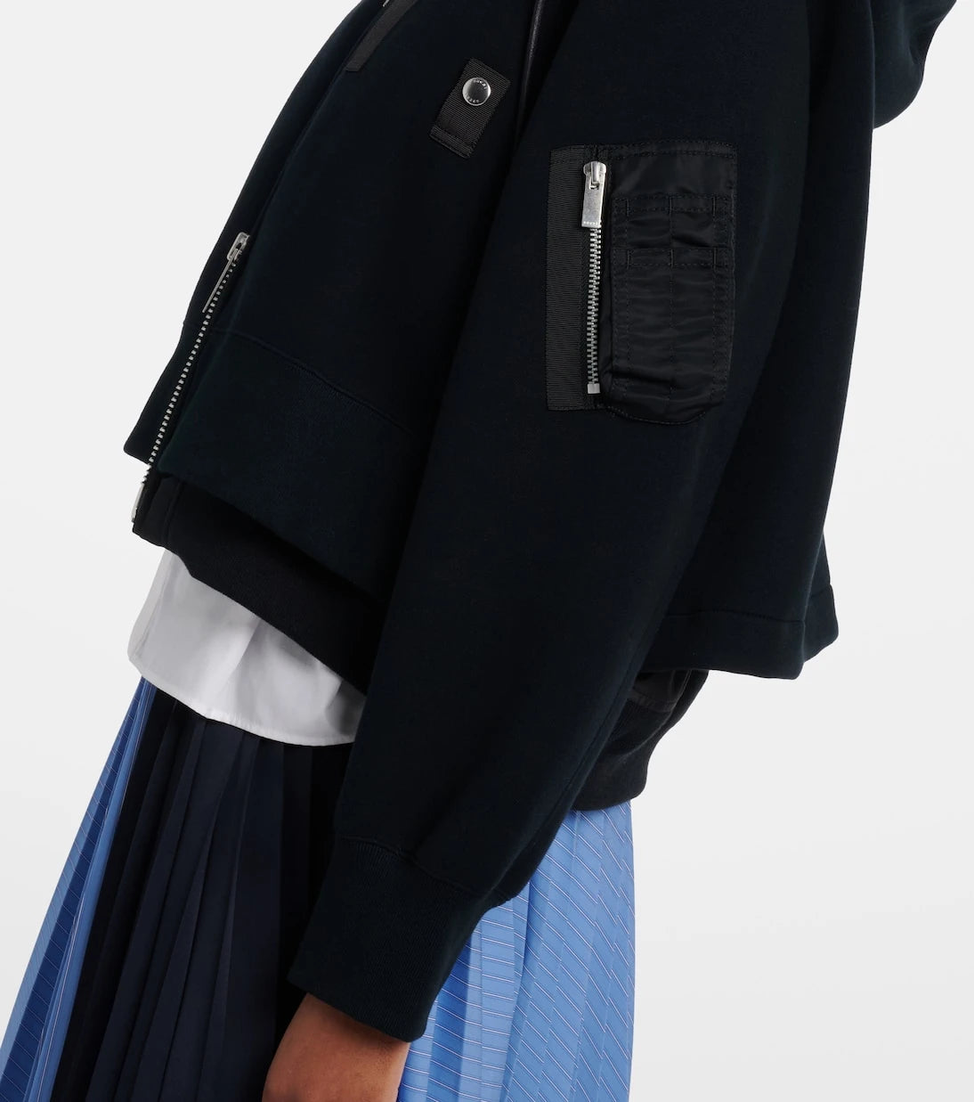 Sacai - Paneled cotton-blend zip-up hoodie