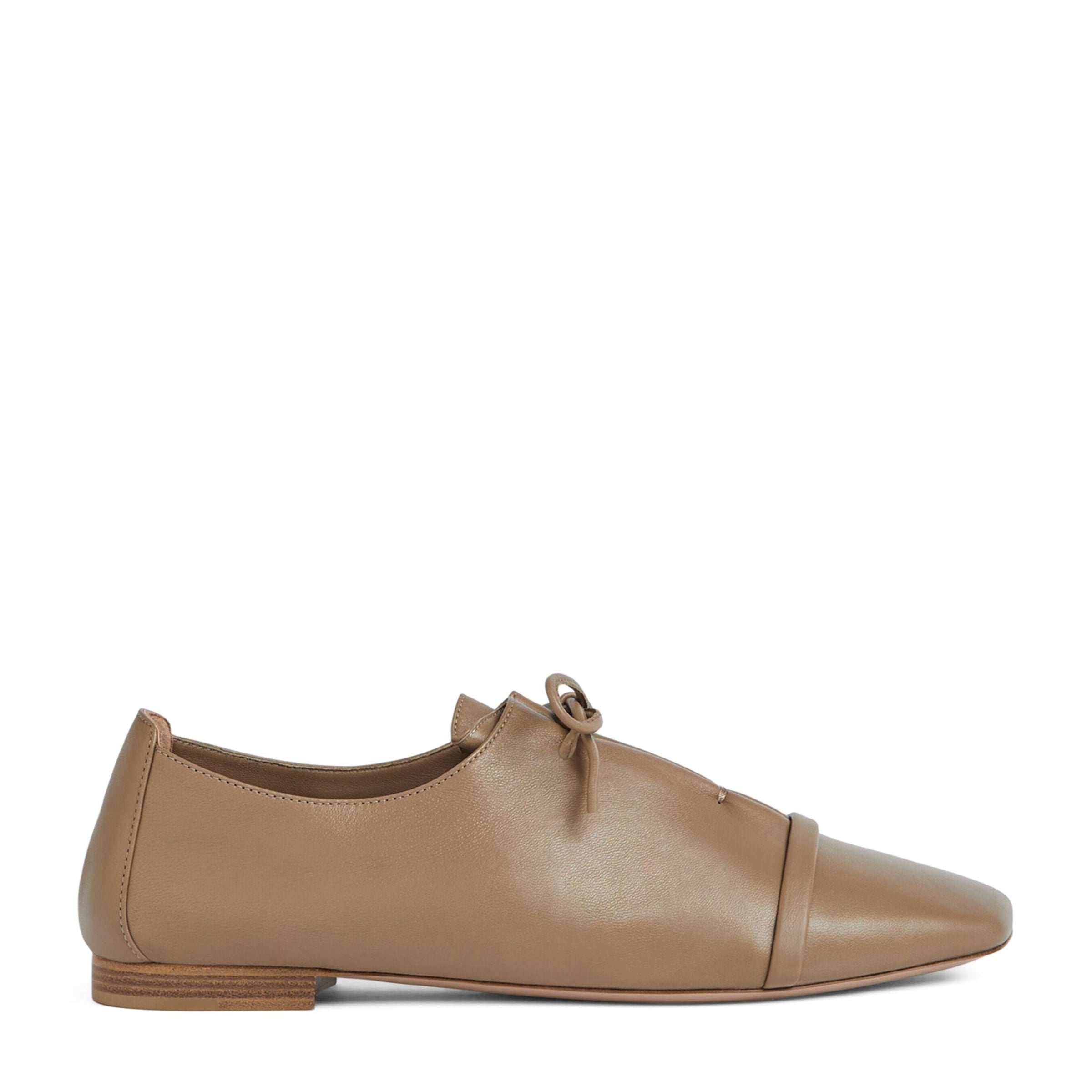 Malone Souliers Neutral Nappa Leather Lace-Up Jean Flats