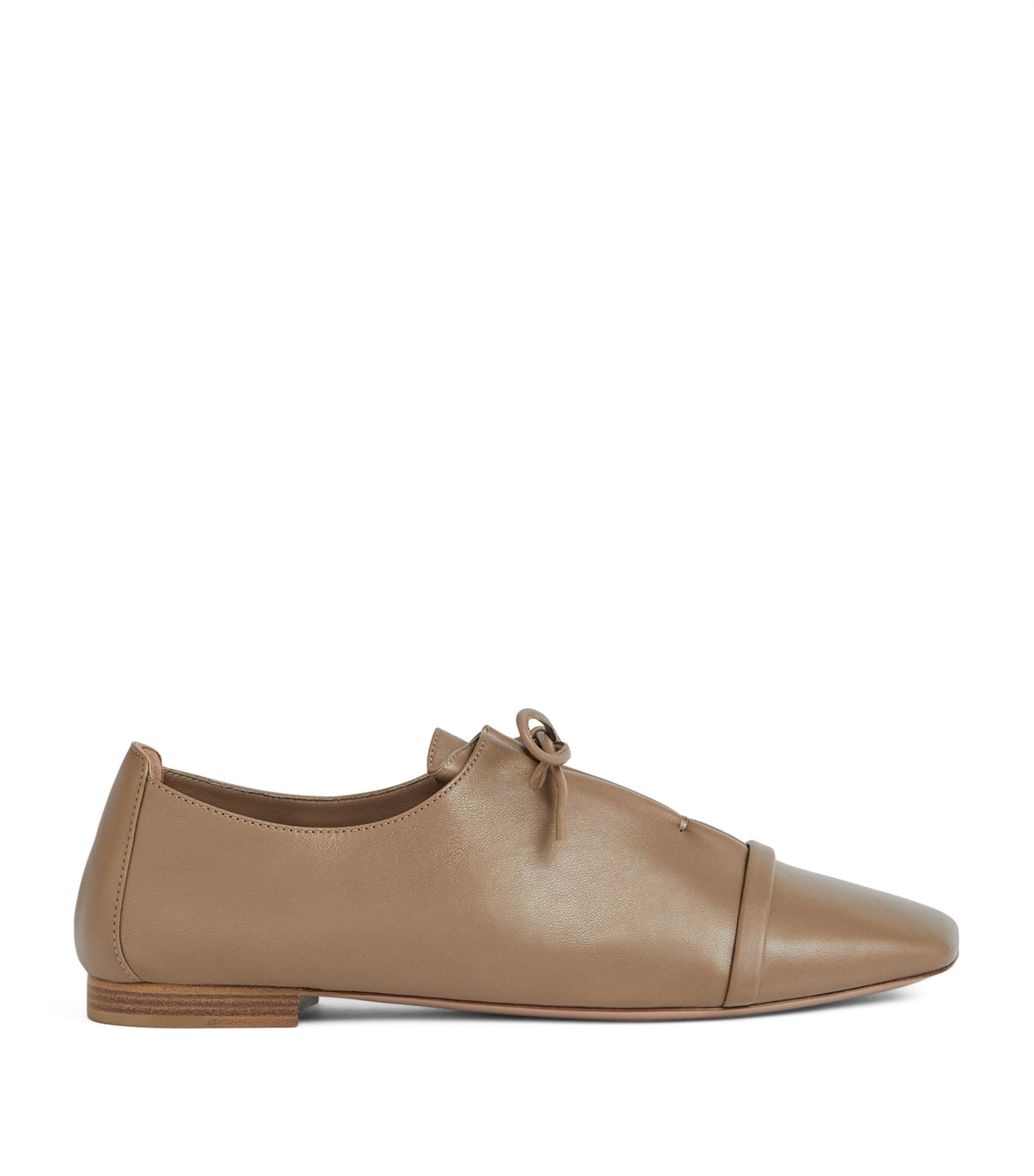 Malone Souliers Neutral Nappa Leather Lace-Up Jean Flats