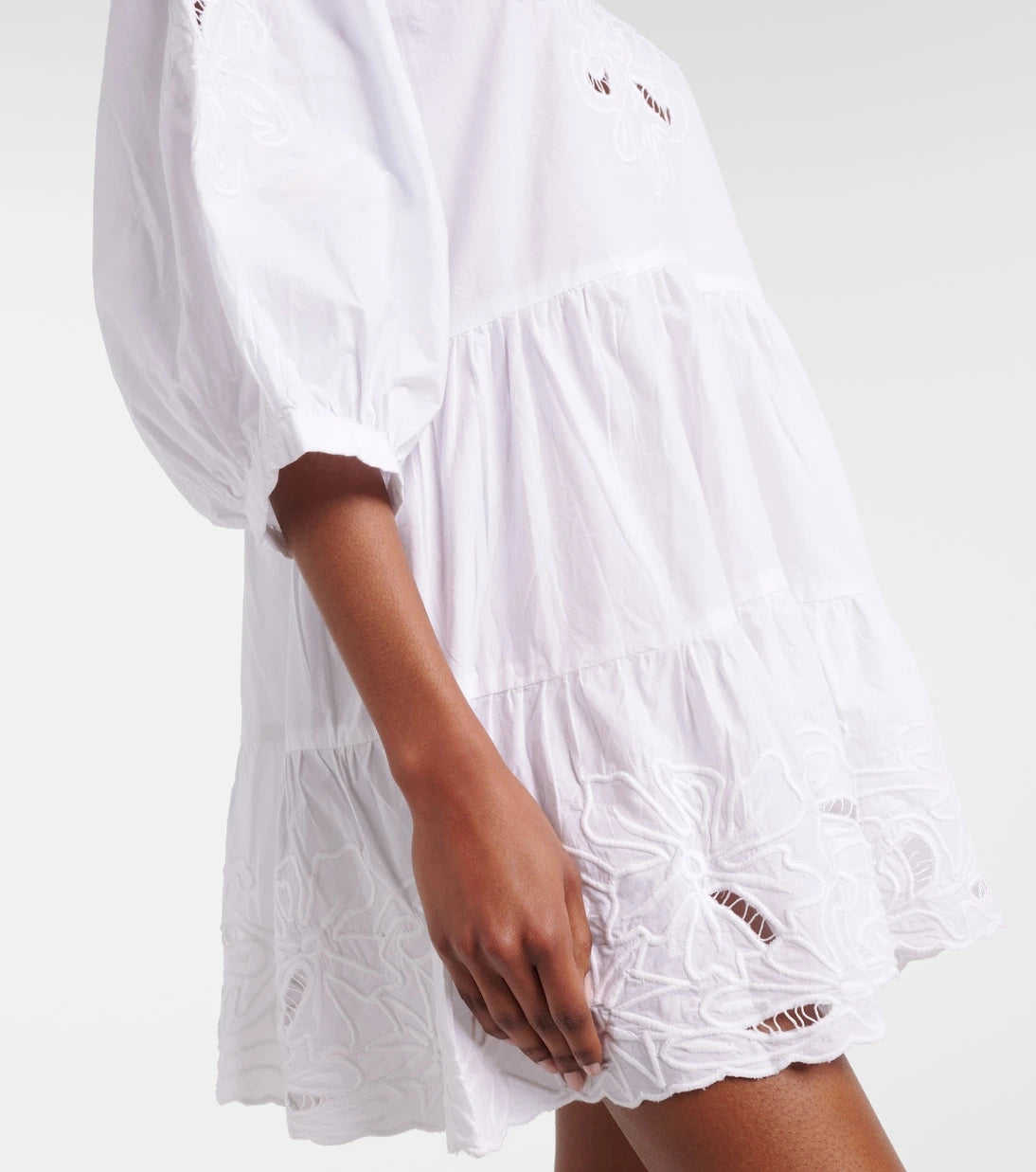 Juliet Dunn - Embroidered cotton poplin minidress