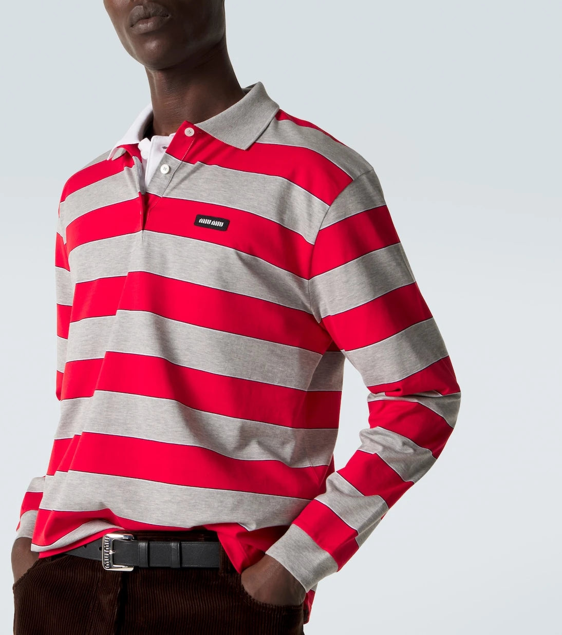 Miu Miu - Striped cotton jersey polo shirt