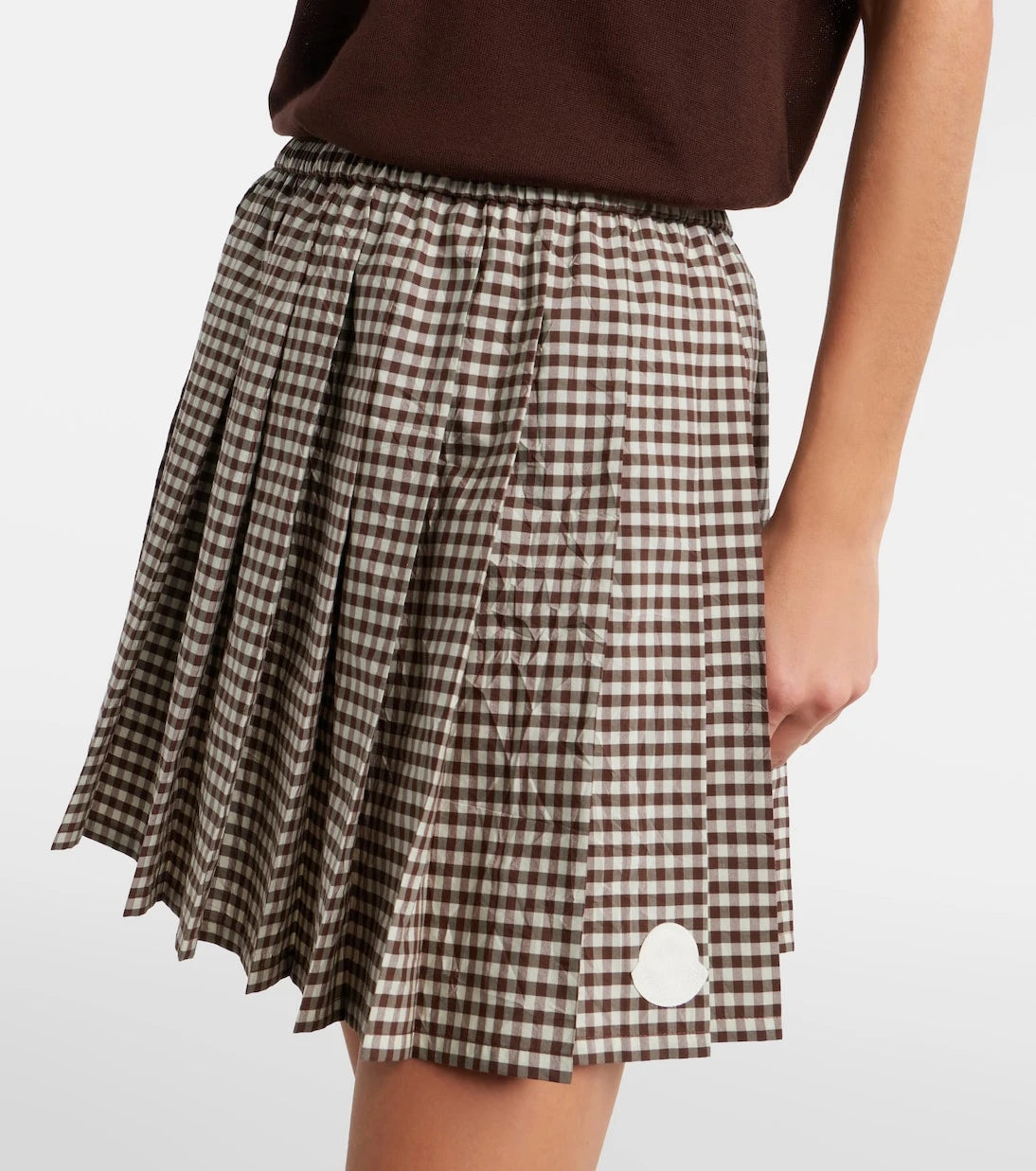 Moncler - Pleated gingham cotton-blend miniskirt