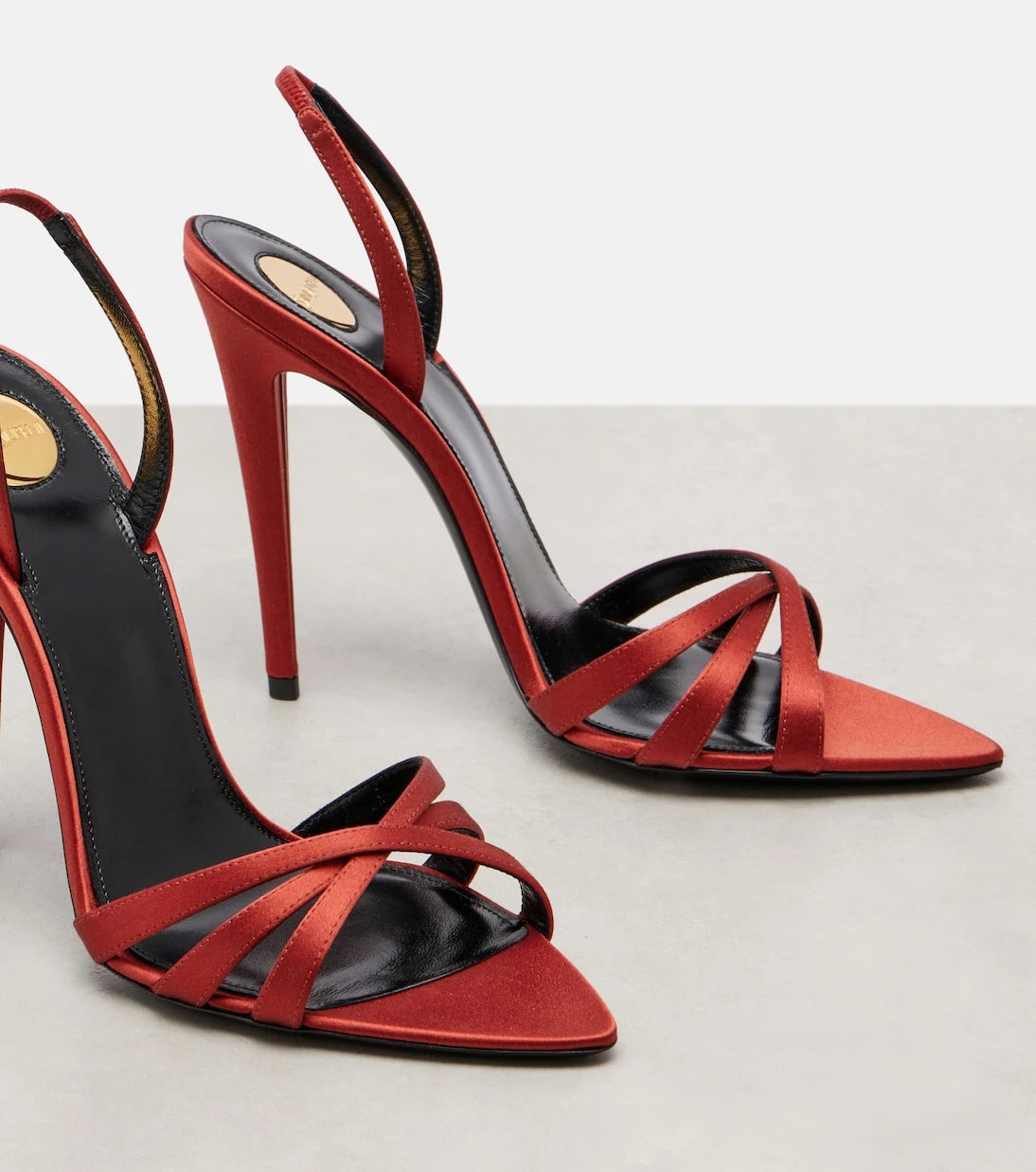 Saint Laurent - Kate crêpe satin slingback sandals