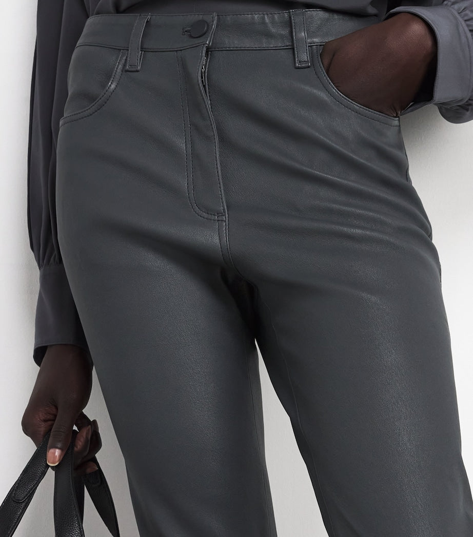 Grey Lambskin Duke Slim Trousers