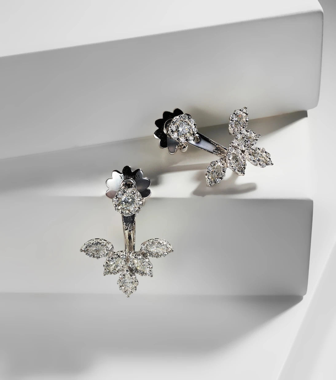 Yeprem - Moonflower 18kt white gold earrings with diamonds