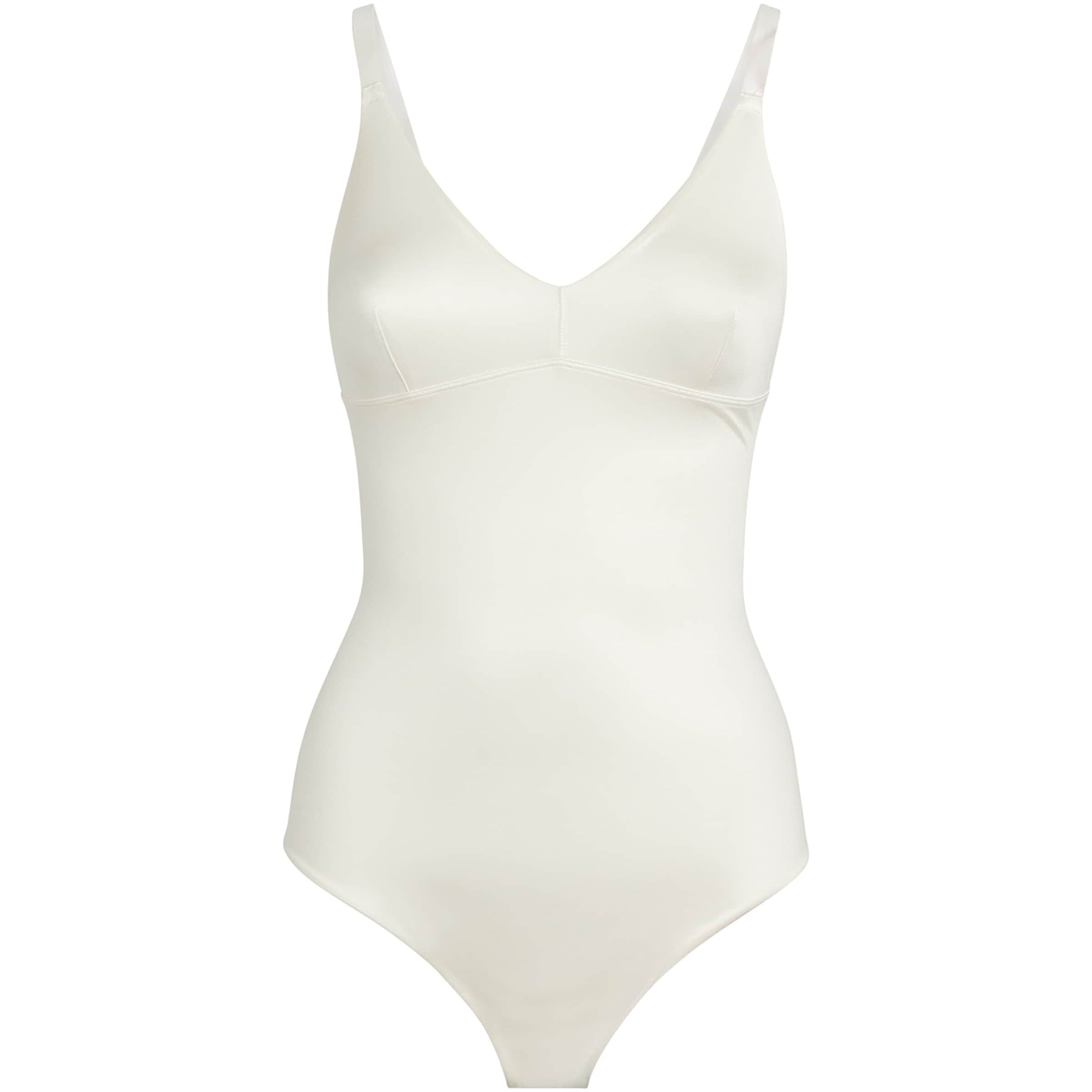 SPANX White Shaping Satin Thong Bodysuit - Light Control
