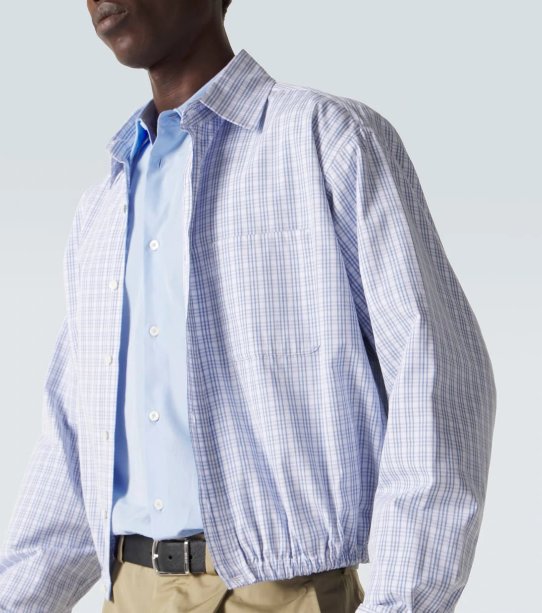 Prada - Checked gathered cotton shirt