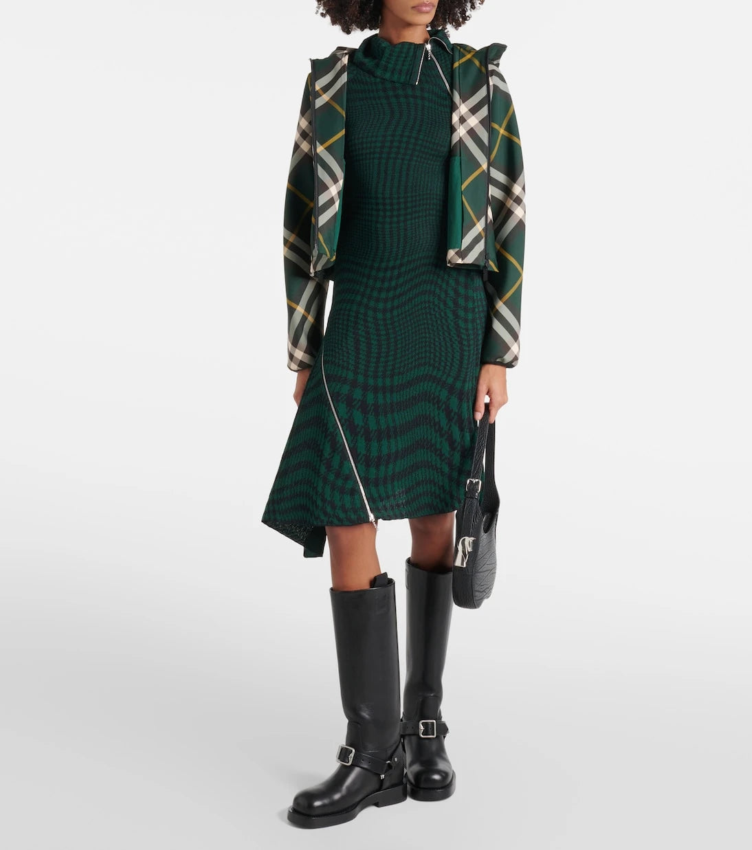 Burberry - فستان ميدي بيربري كاروهات من مزيج الصوف