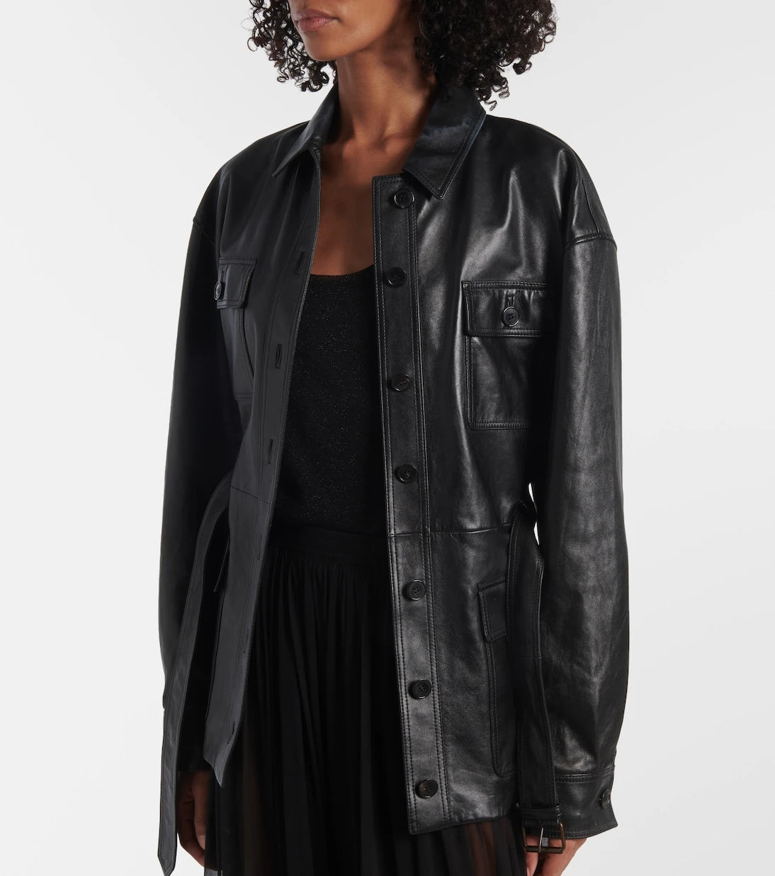 Saint Laurent - Saharienne belted leather jacket