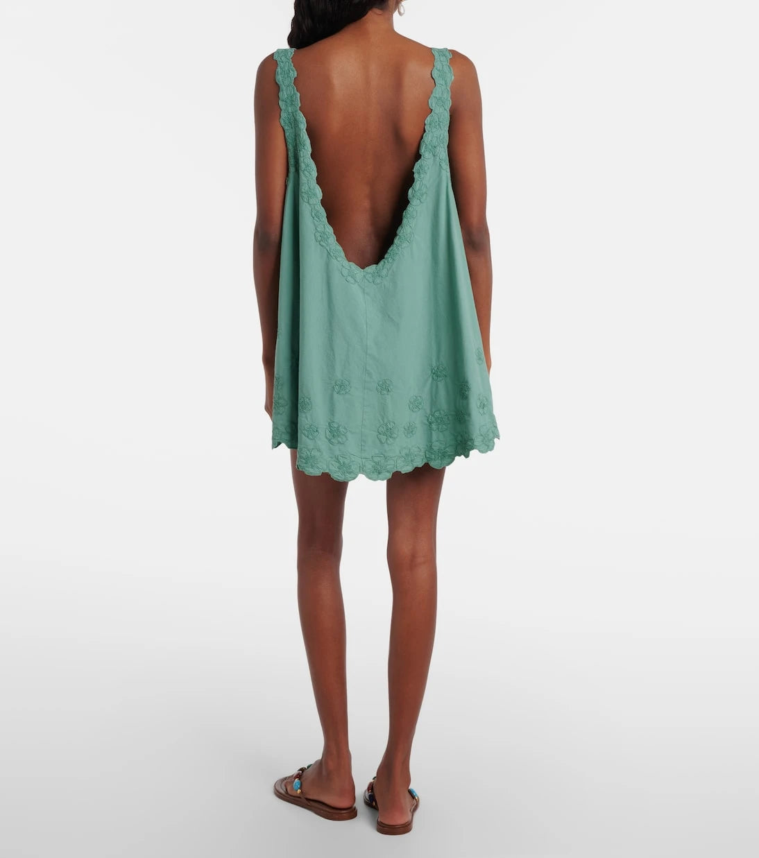 Juliet Dunn - Embroidered cotton poplin minidress