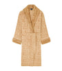 Faux Fur-Trim Monogram Dressing Gown