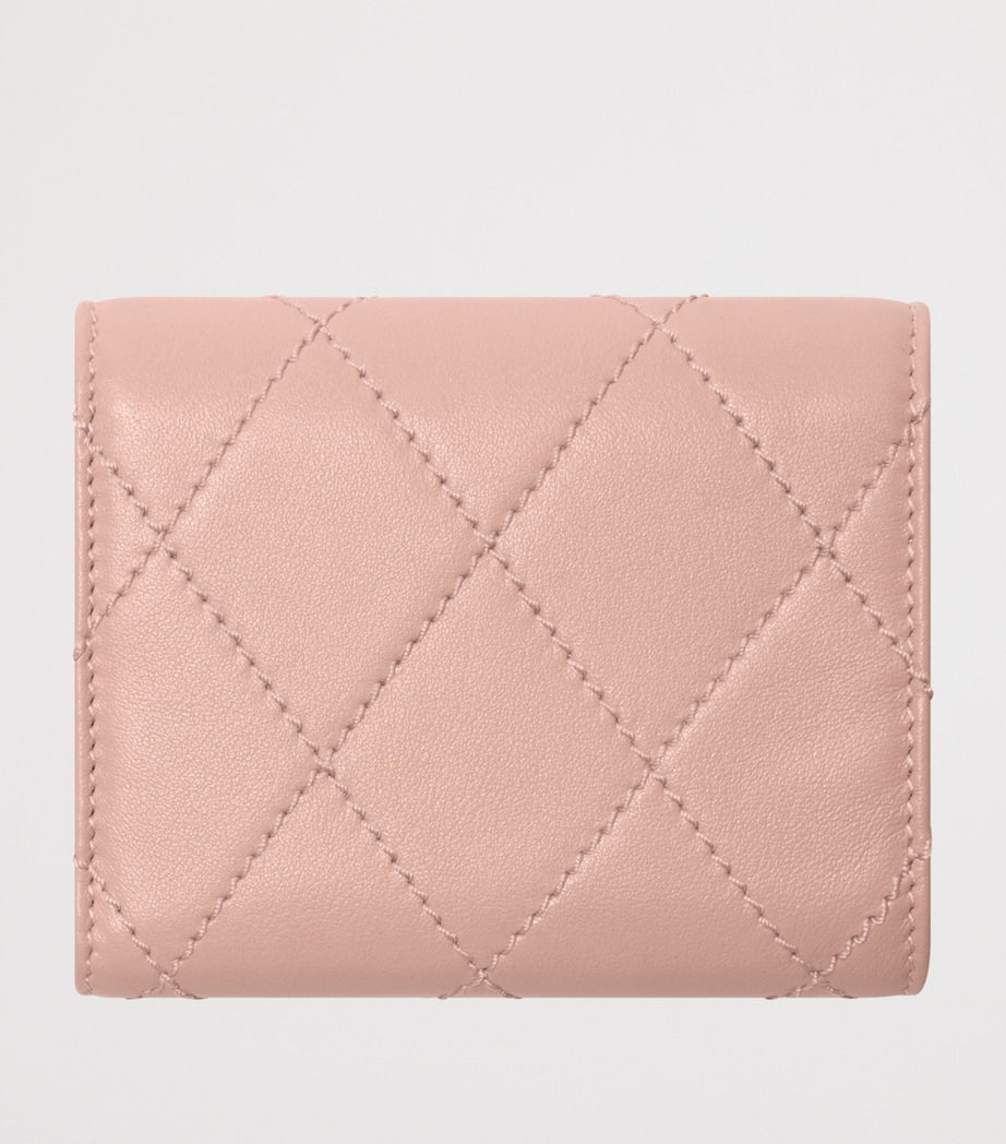 Pink Leather Quilted Wallet
