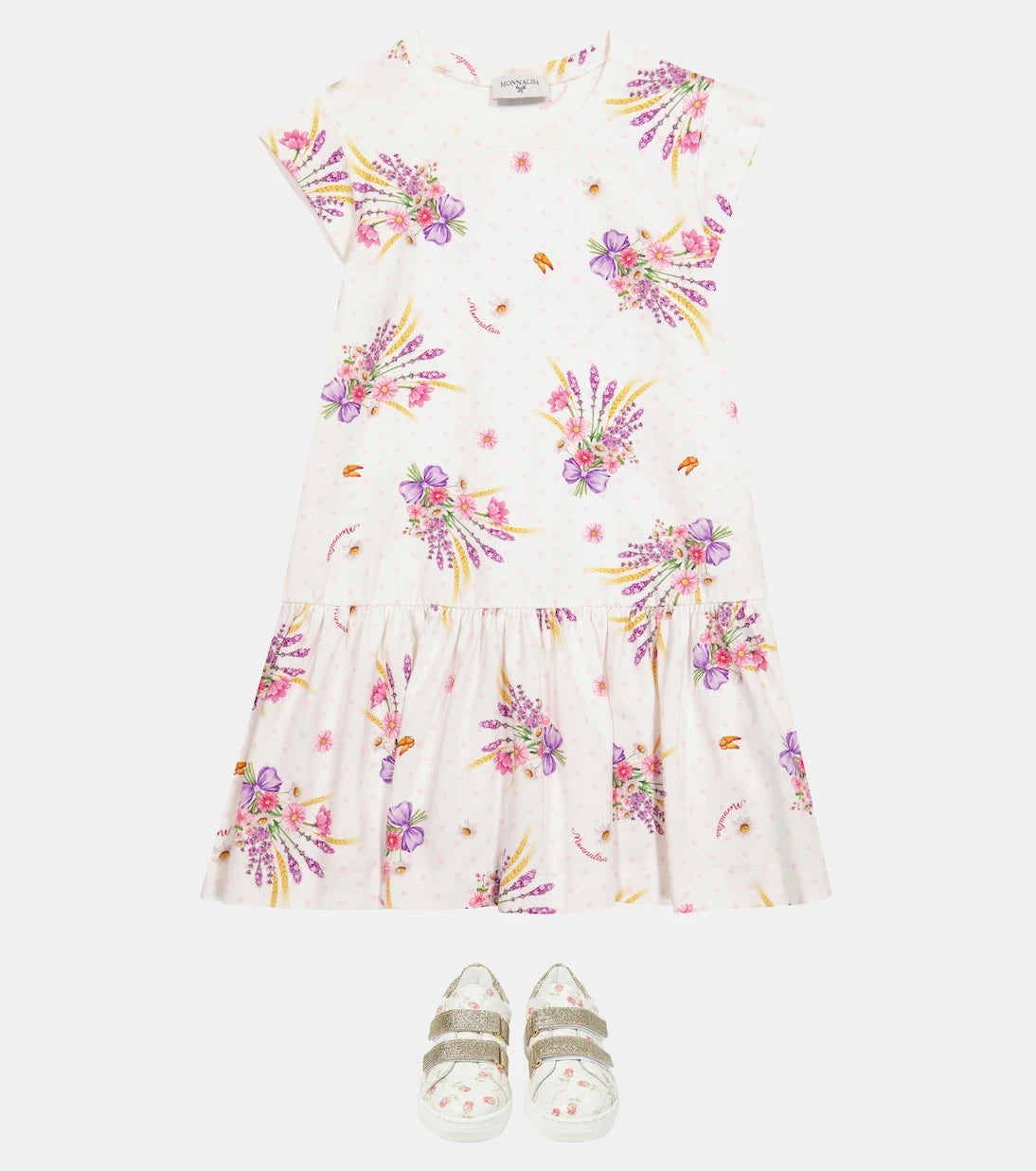 Monnalisa - Floral stretch-cotton jersey dress