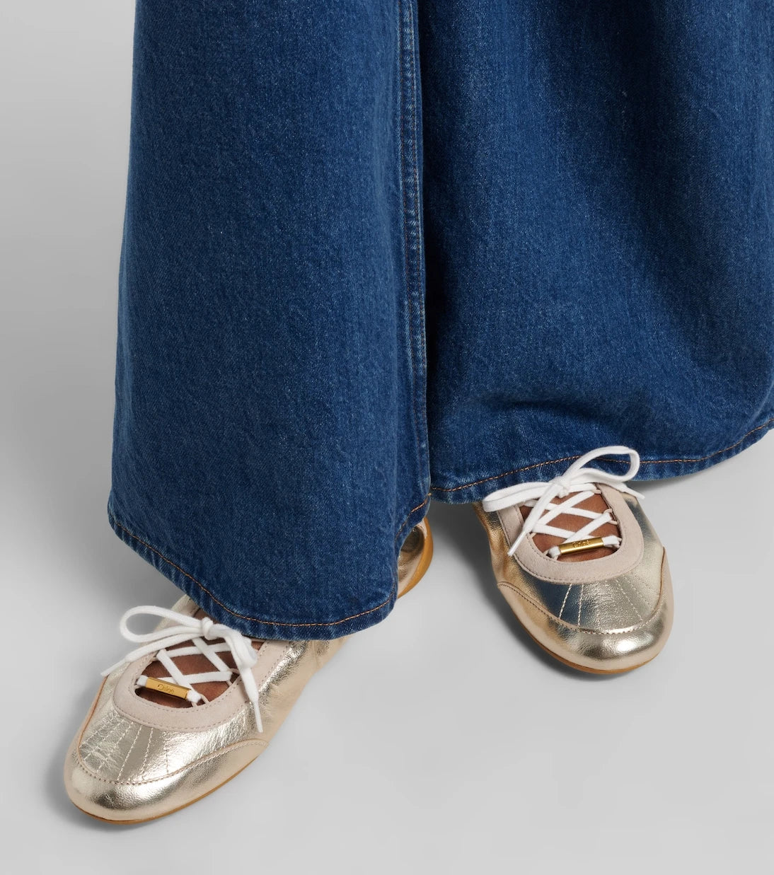 Chloé - Chloé Kick metallic leather flats
