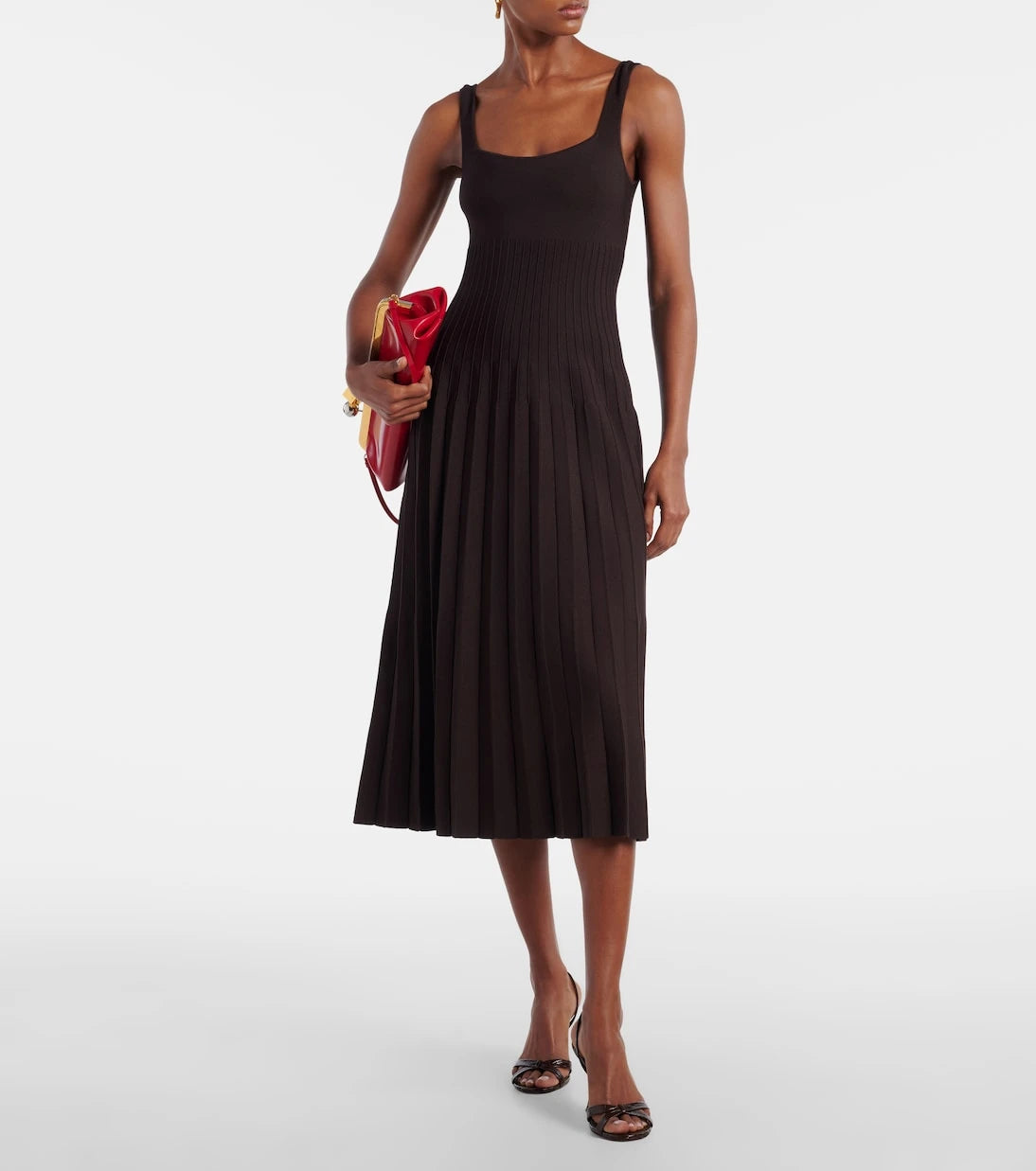 Staud - Ellison pleated knitted midi dress