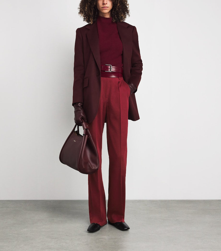 Max Mara Red Camelwool Straight Trousers