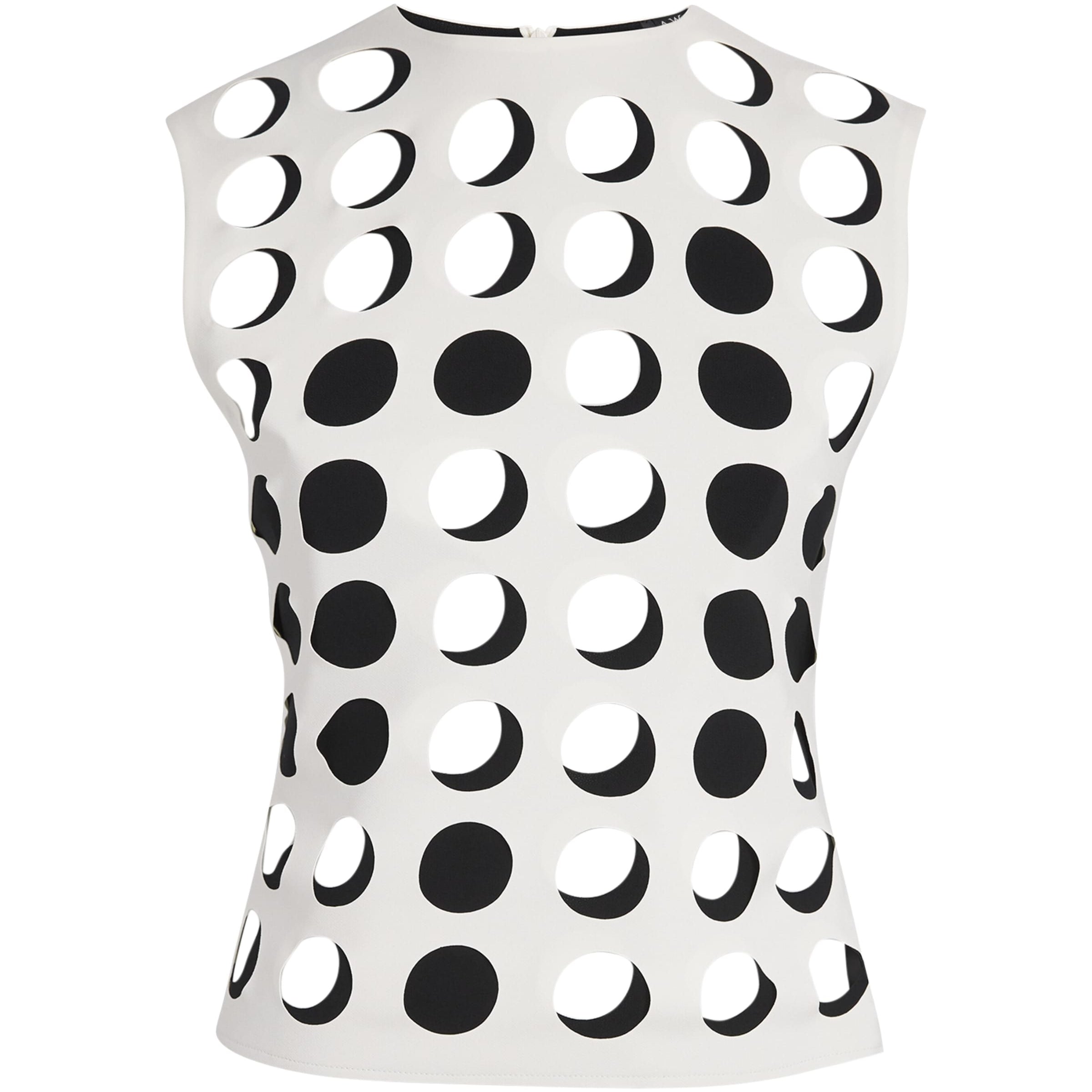 A.W.A.K.E. Mode White Layered Holes Sleeveless Top