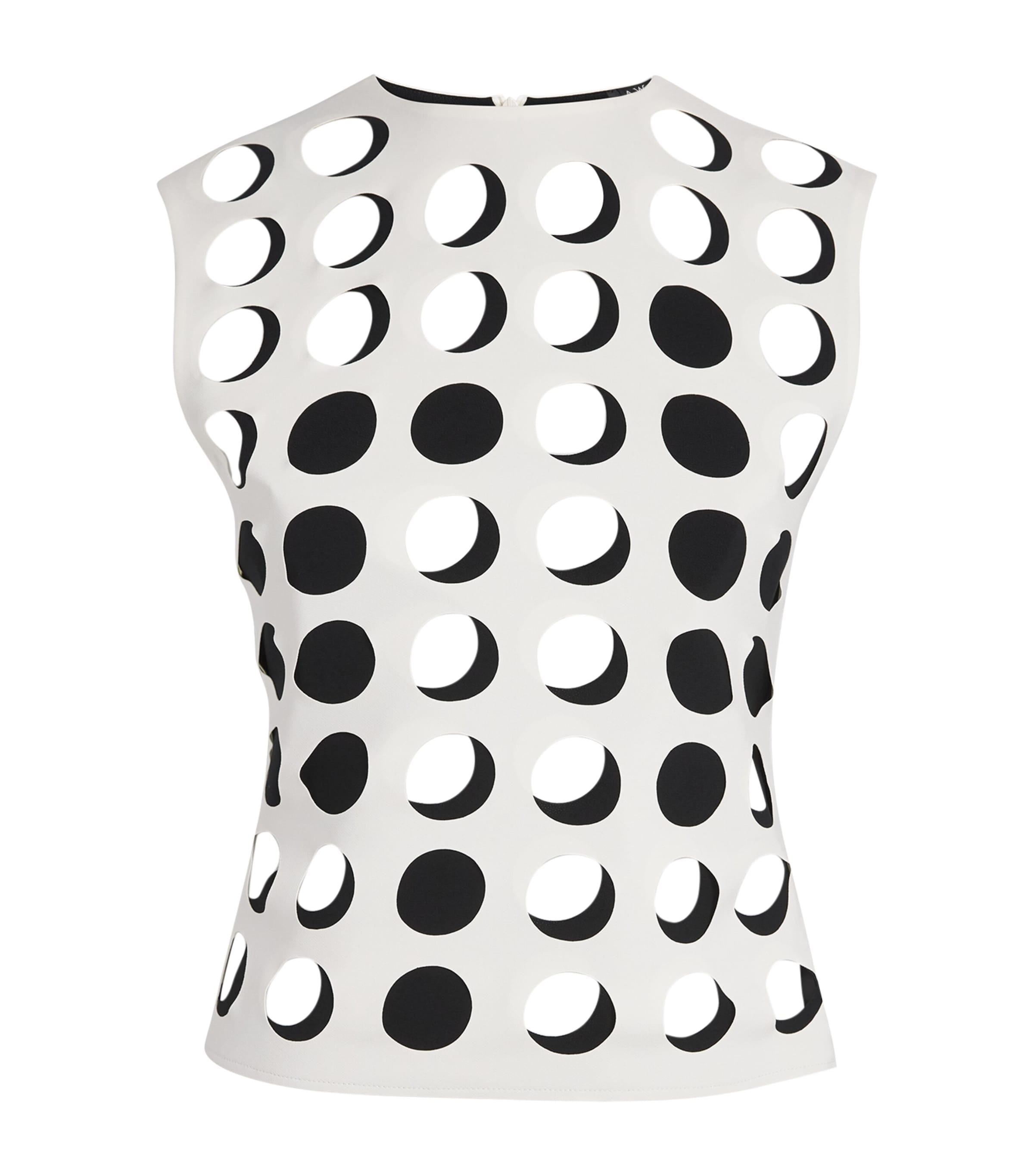 A.W.A.K.E. Mode White Layered Holes Sleeveless Top
