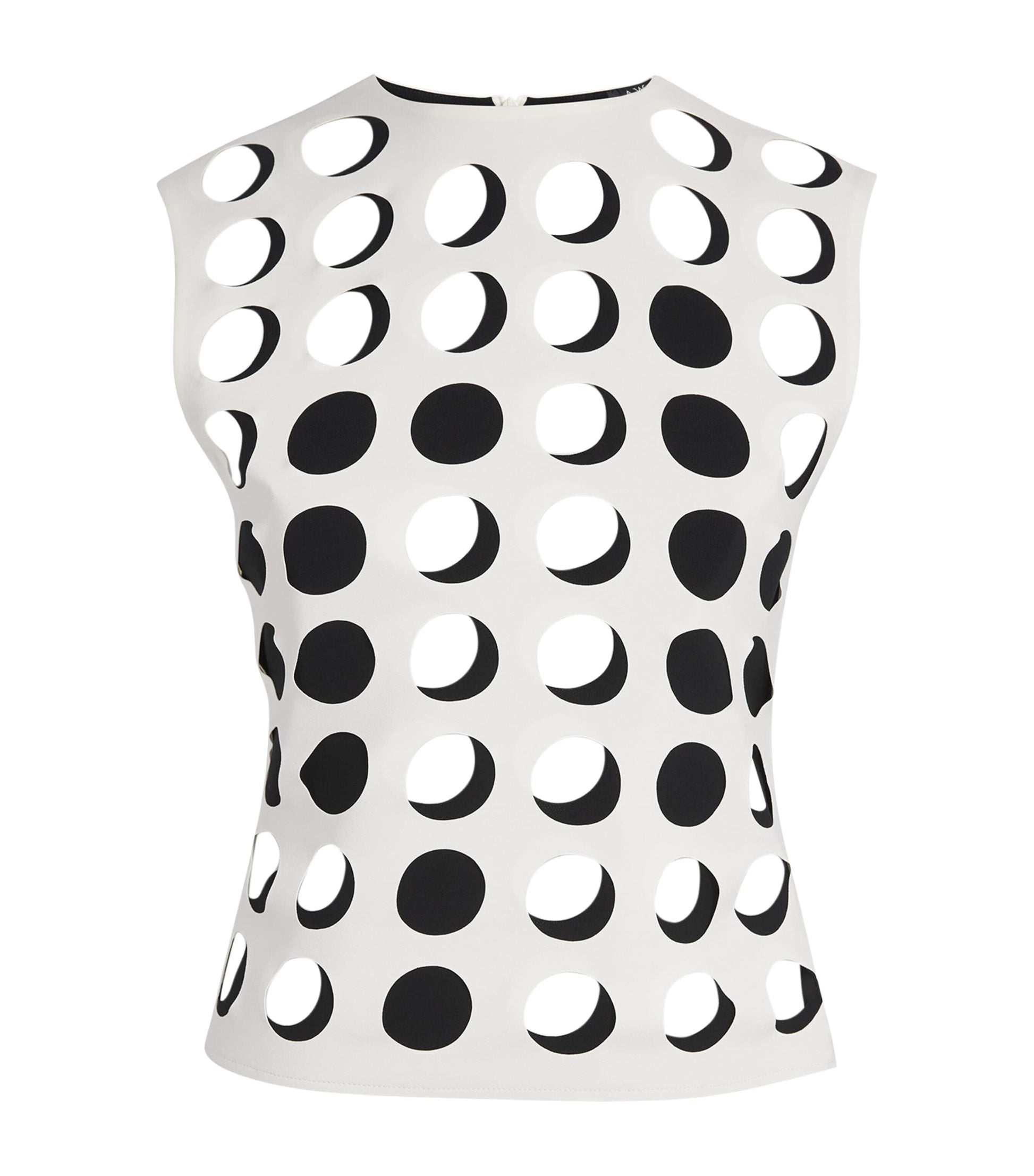 A.W.A.K.E. Mode White Layered Holes Sleeveless Top