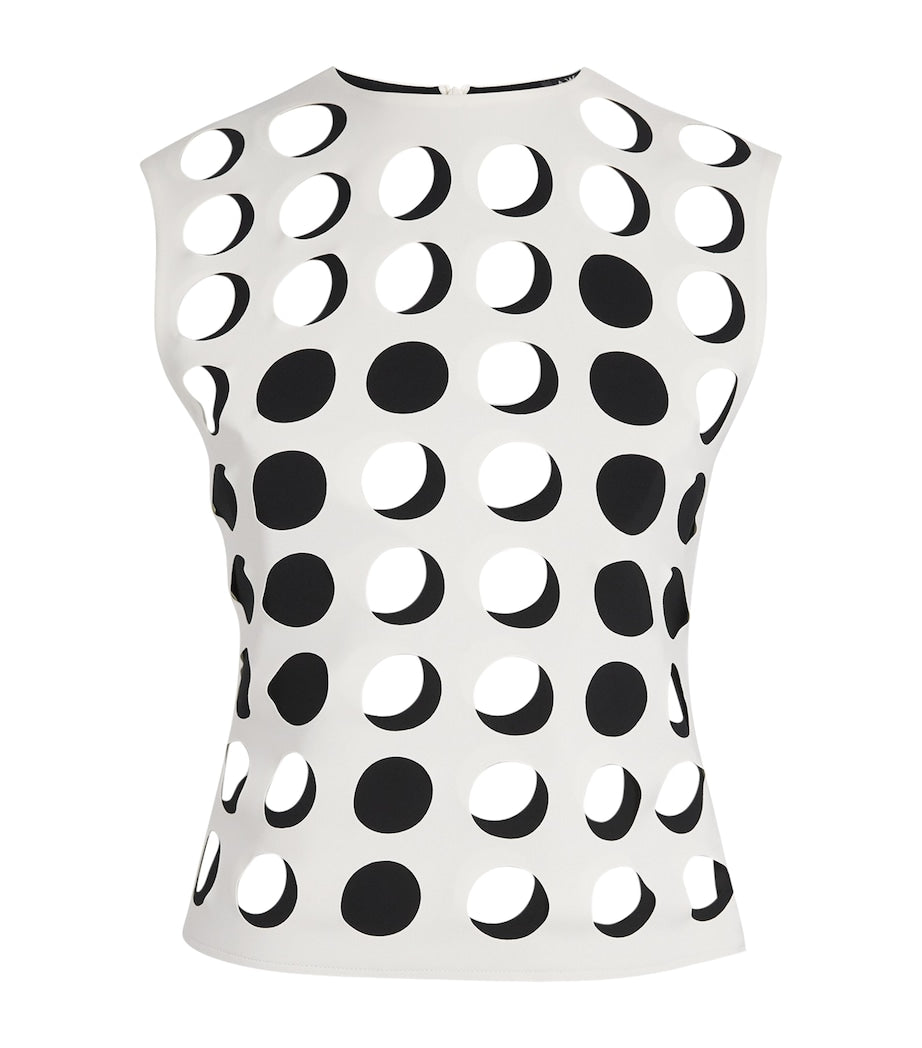 Layered Holes Sleeveless Top WHITE/BLACK