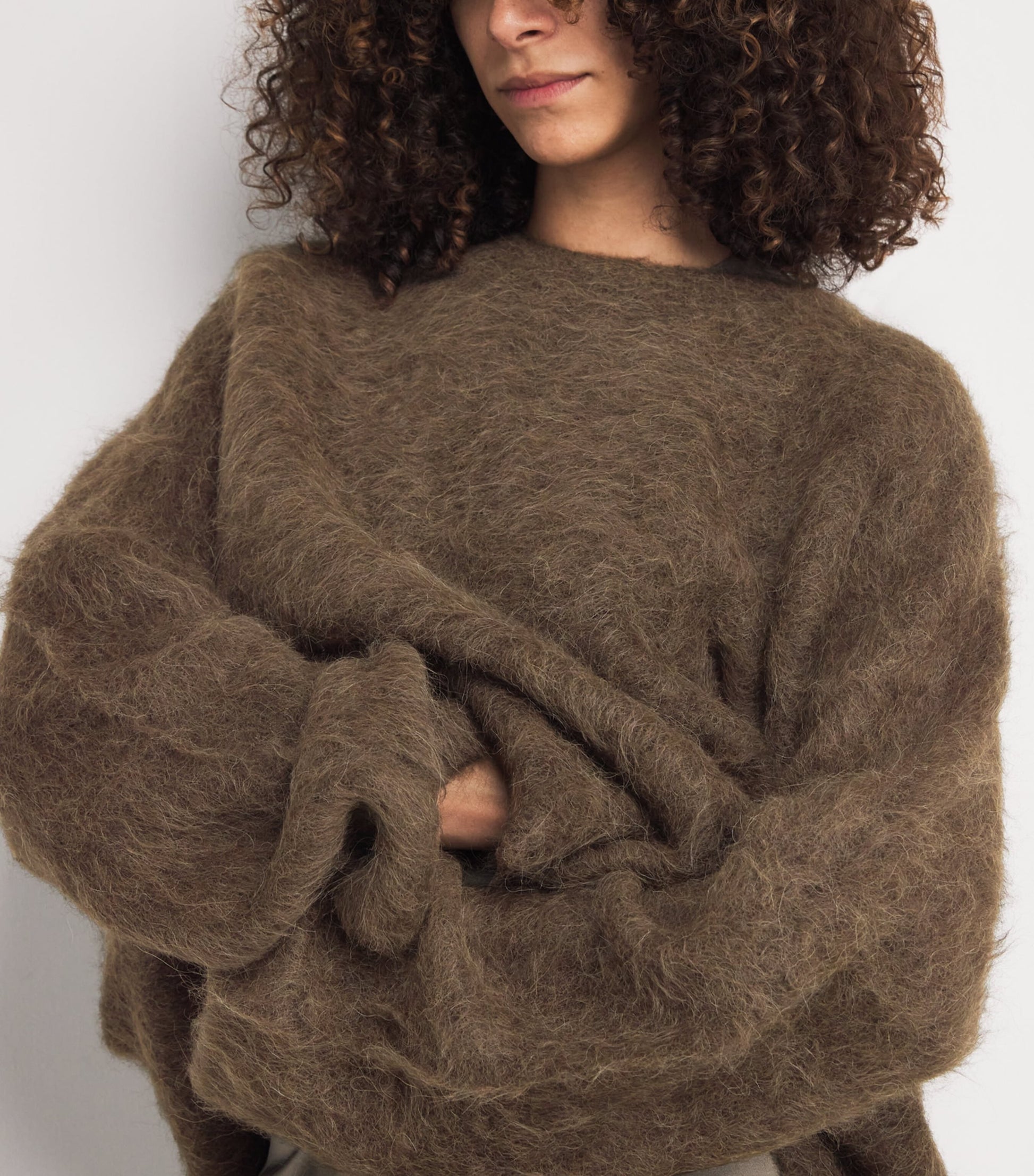 Brown Brushed Alpaca-Blend Sweater