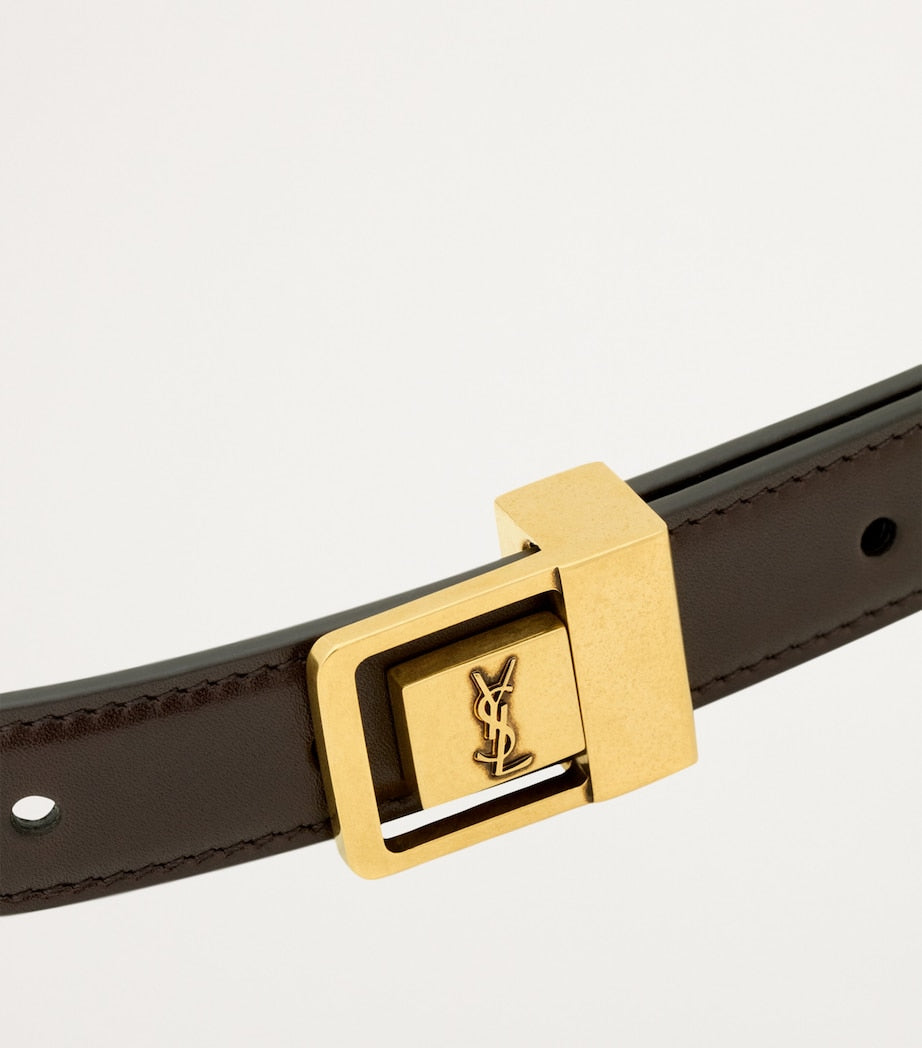 Saint Laurent Brown Leather Fine Ceinture Boucle LA 66 Belt