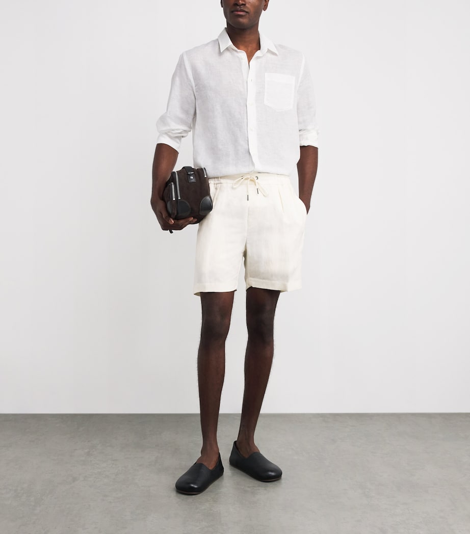 Silk-Linen Drawstring Shorts