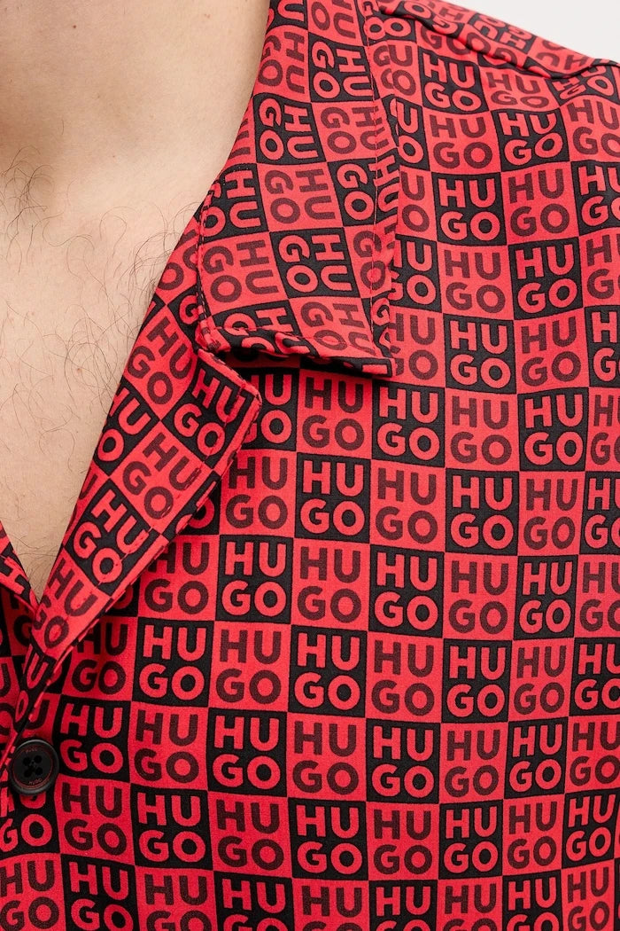 HUGO erkek plaj gömleği BEACH SHIRT RELAXED