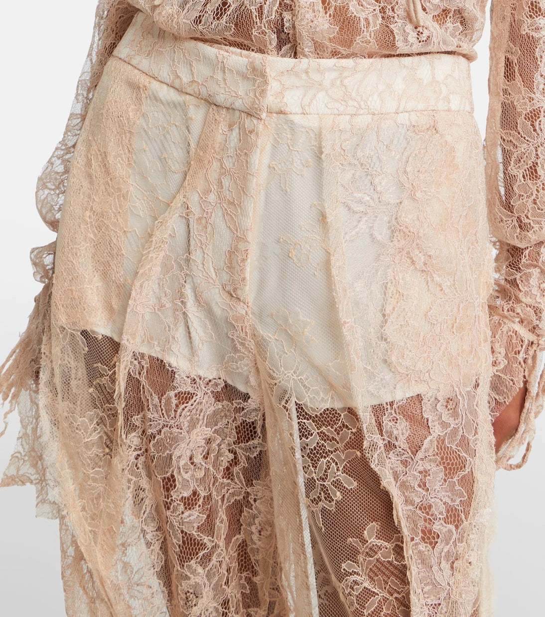 Blumarine - Lace-trimmed satin wide-leg pants