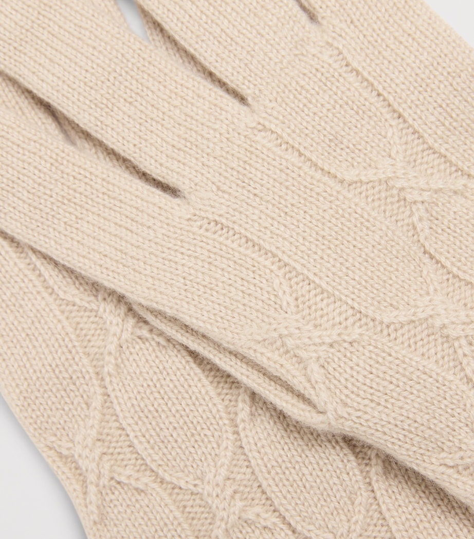 Eleventy Beige Cashmere Cable-Knit Gloves