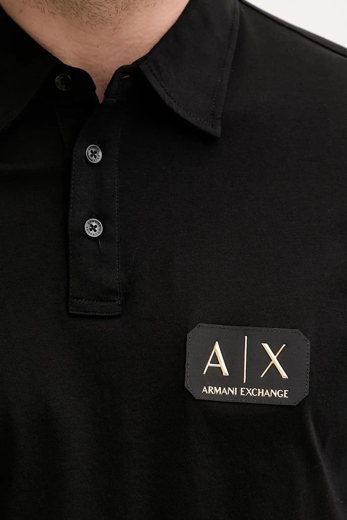 Памучна тениска с яка Armani Exchange