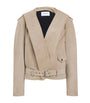 Alaïa Beige Suede Hooded Biker Jacket