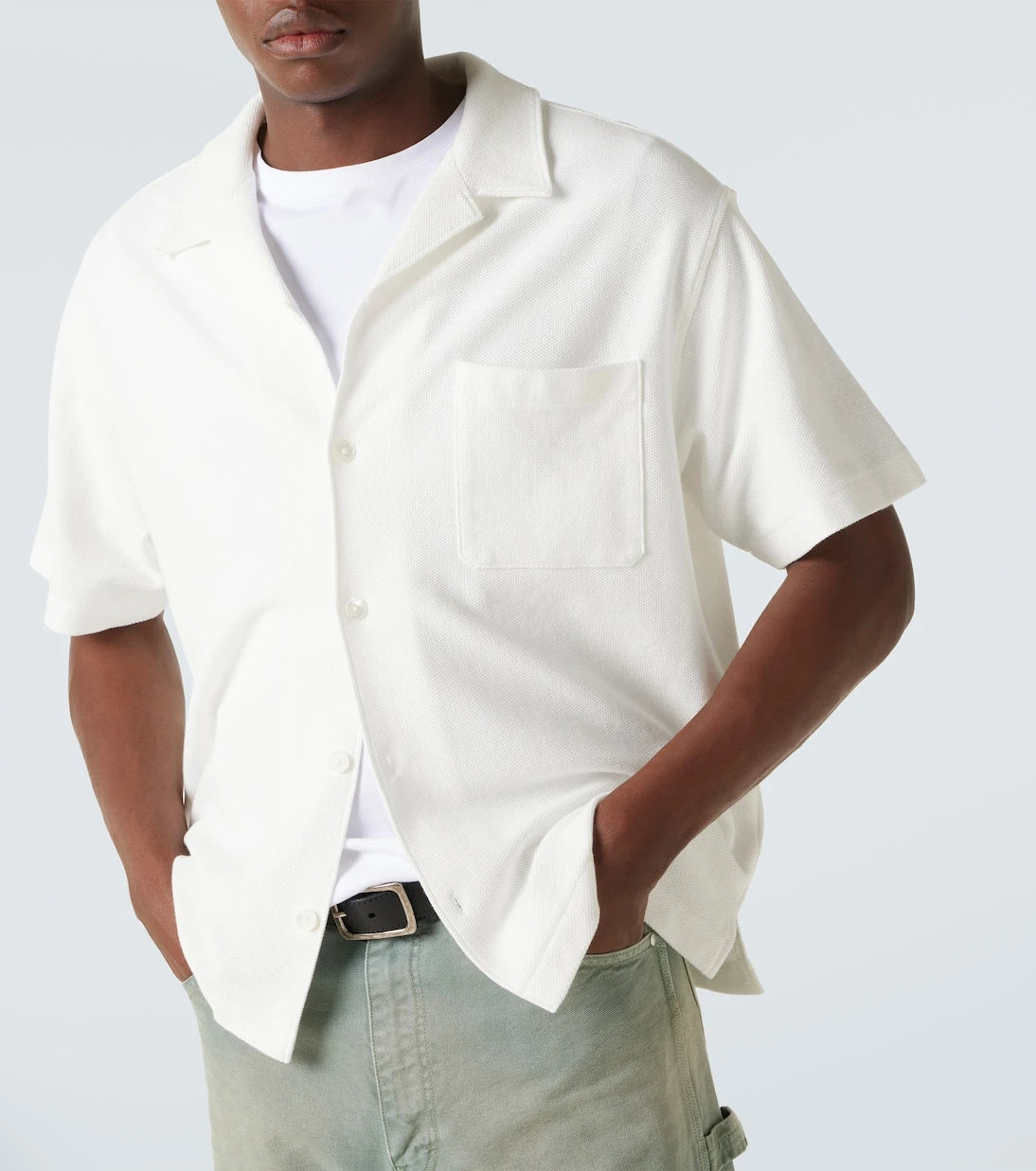 Frame - Cotton piqué bowling shirt