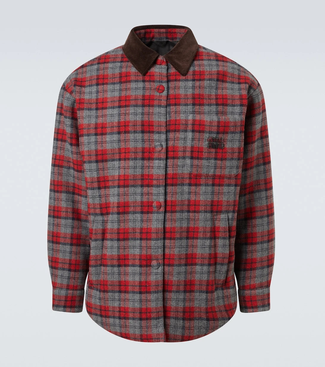 Miu Miu - Plaid virgin wool down overshirt