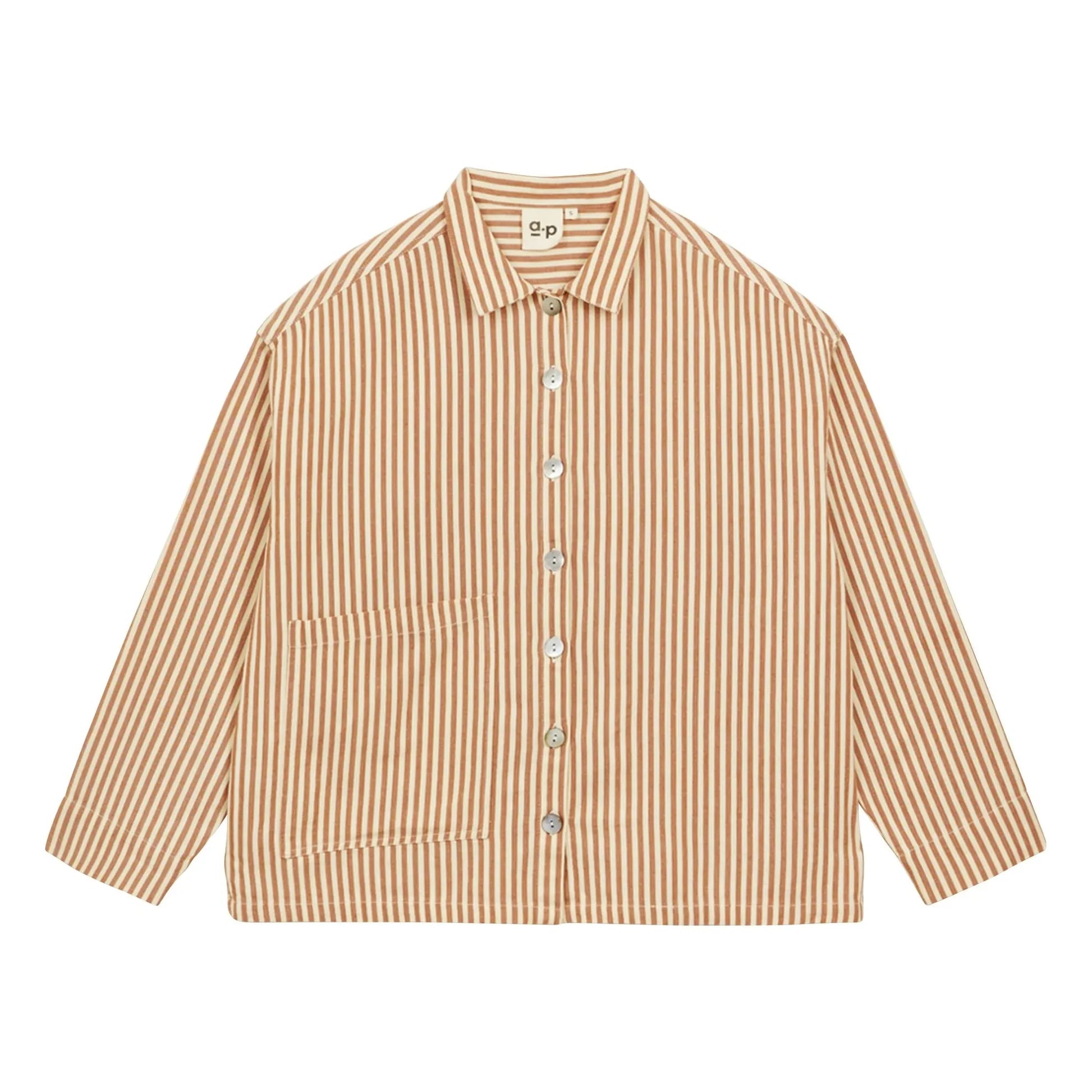 a.p - Cotton Stripes Shirt | Brown