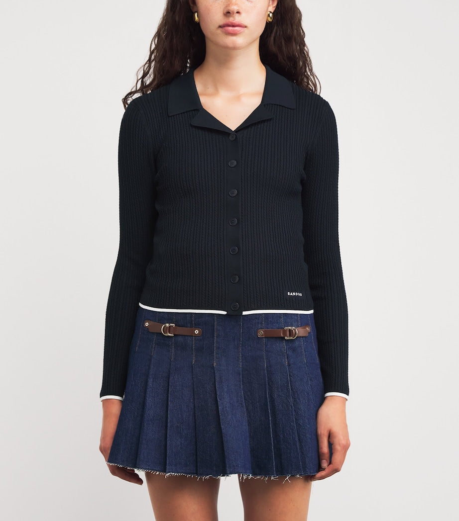 Cable-Knit Cardigan NAVY BLUE