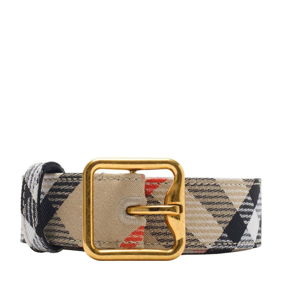 Beige Check B Buckle Belt