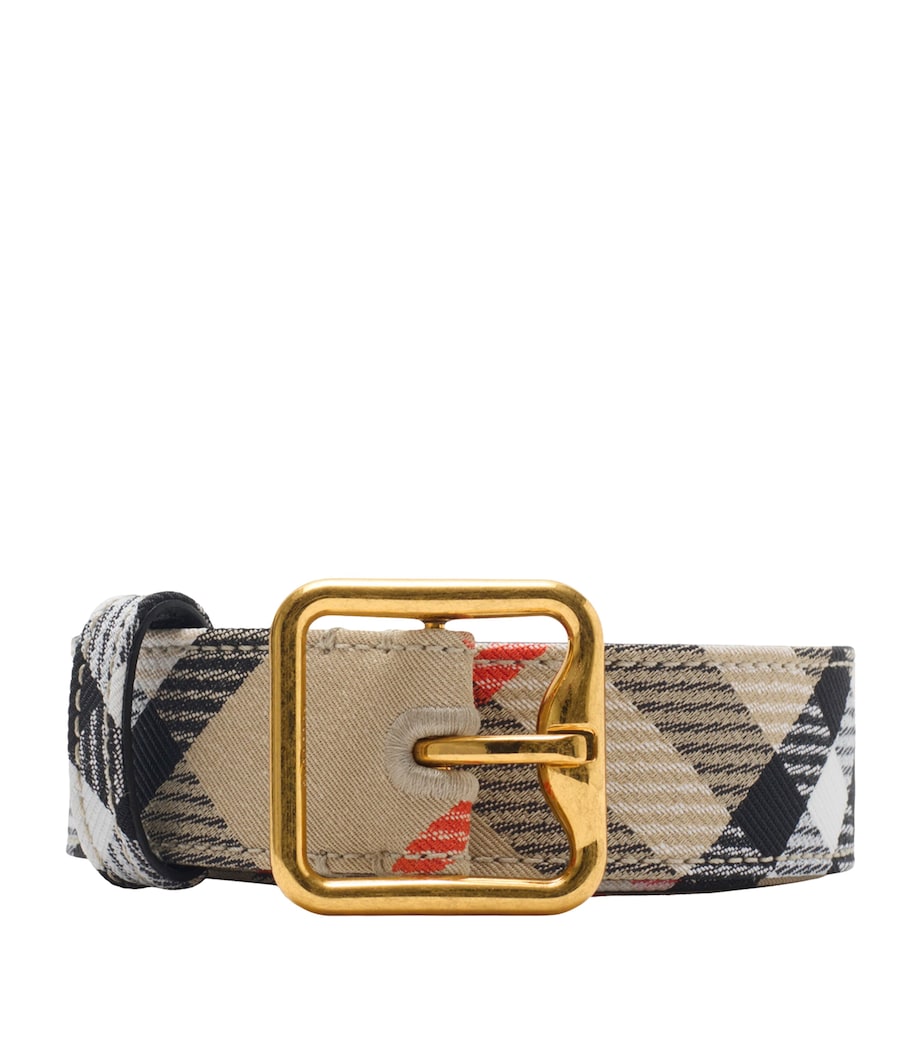 Beige Check B Buckle Belt