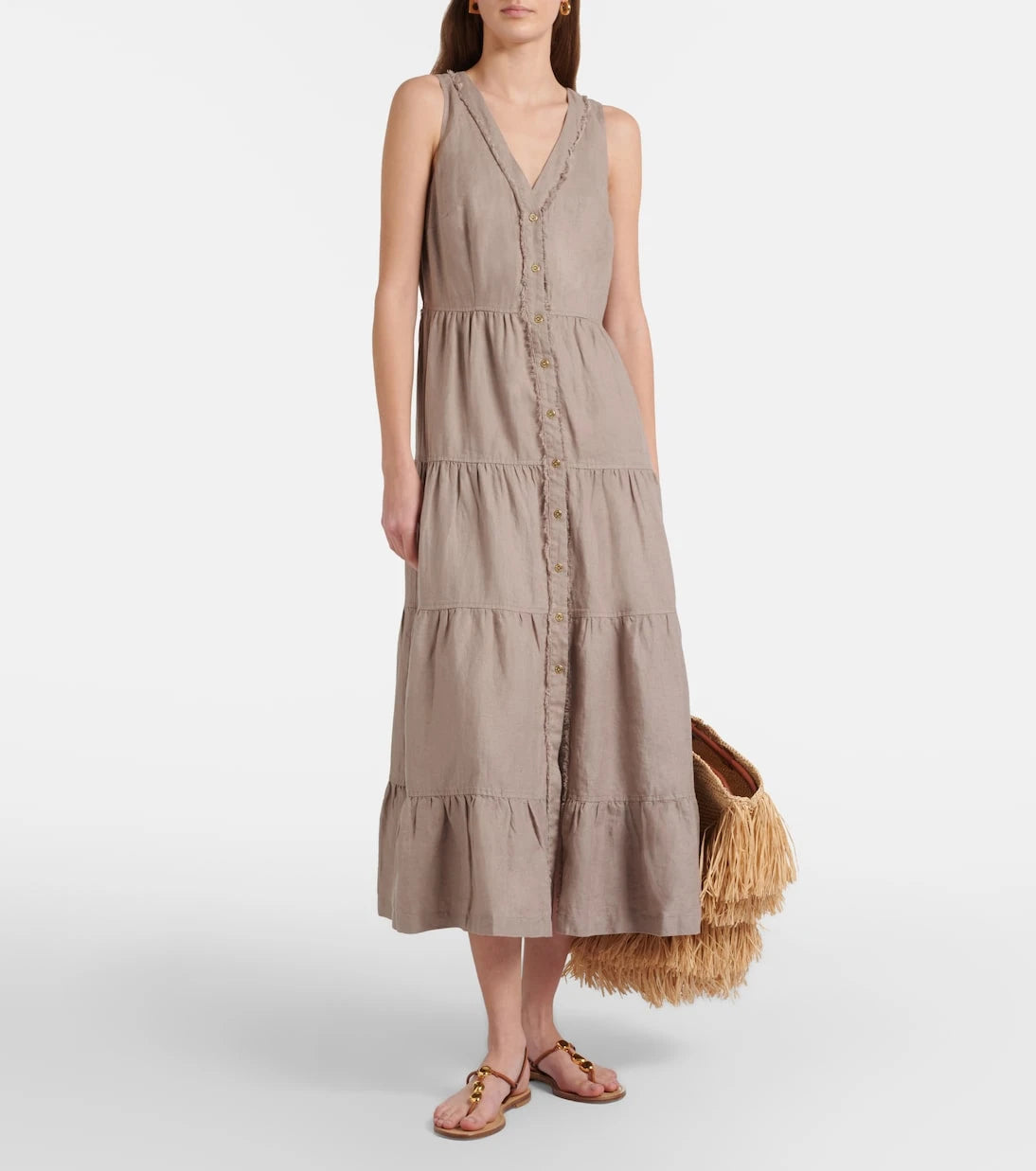 Heidi Klein - Zakynthos tiered linen midi dress